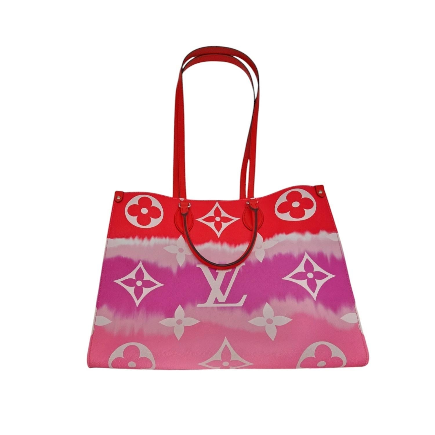 Louis Vuitton Rouge Giant Monogram Escale Onthego GM Tote In Good Condition In Scottsdale, AZ