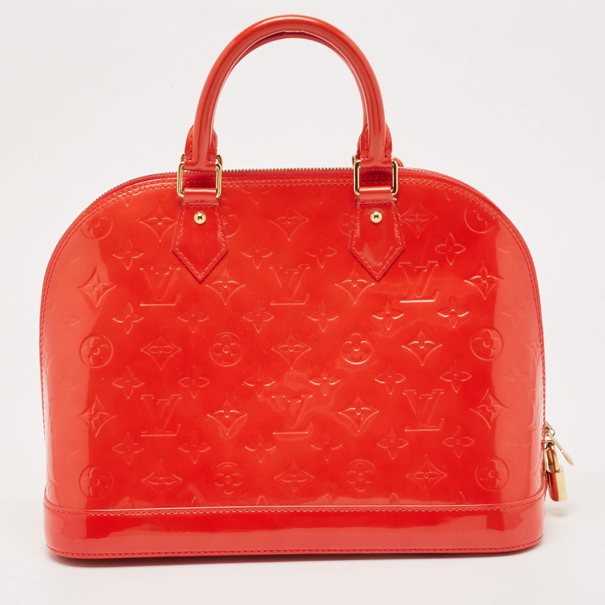 Red Louis Vuitton Rouge Grenadine Monogram Vernis Alma PM Bag