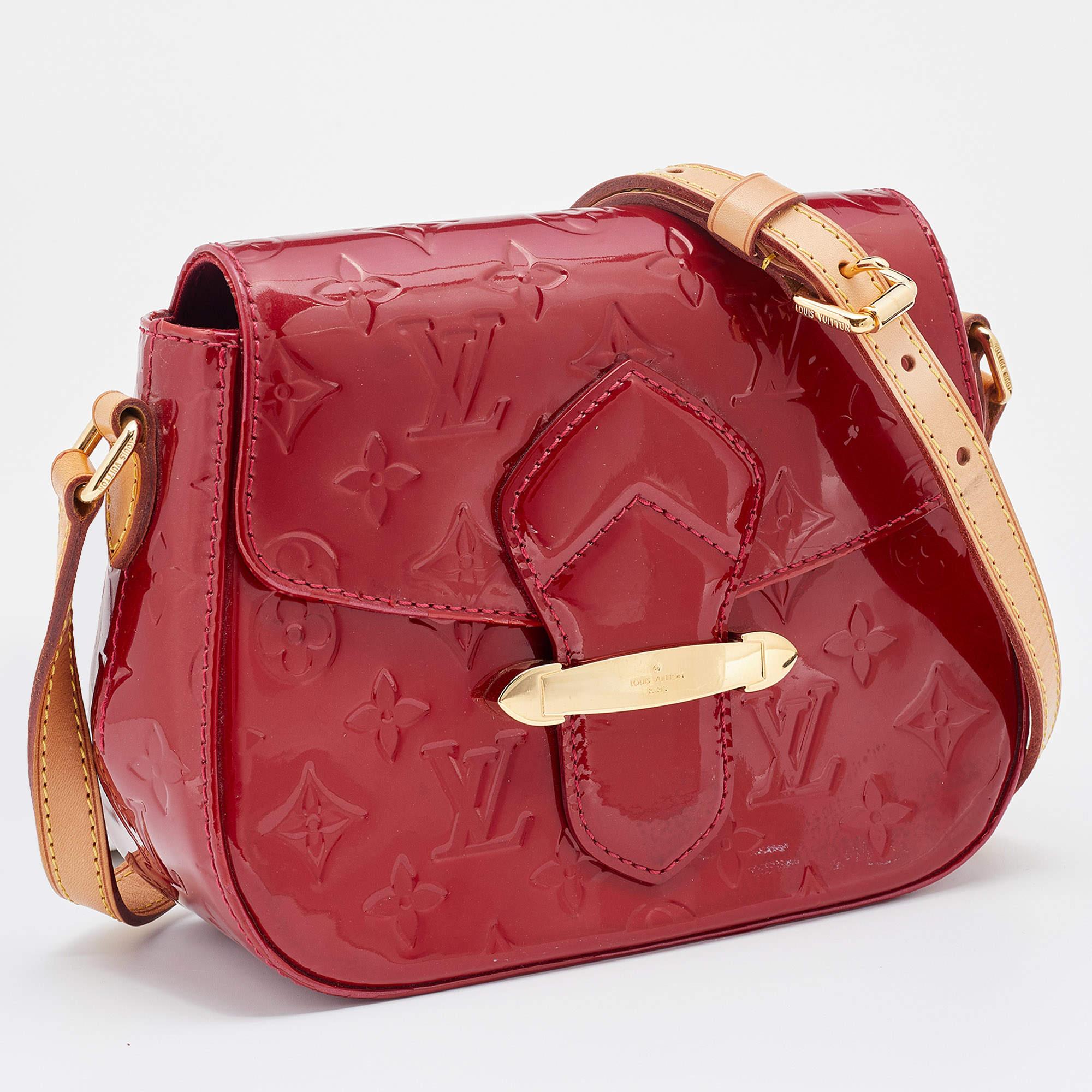 Louis Vuitton Rouge Grenadine Monogram Vernis Bellflower GM Bag In Good Condition In Dubai, Al Qouz 2