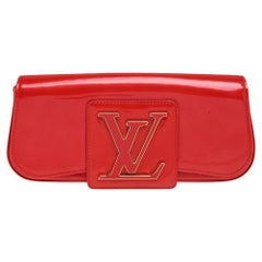 Louis Vuitton Grive Green Vernis Patent Leather 'LV' Logo Flap SoBe  Clutch Bag