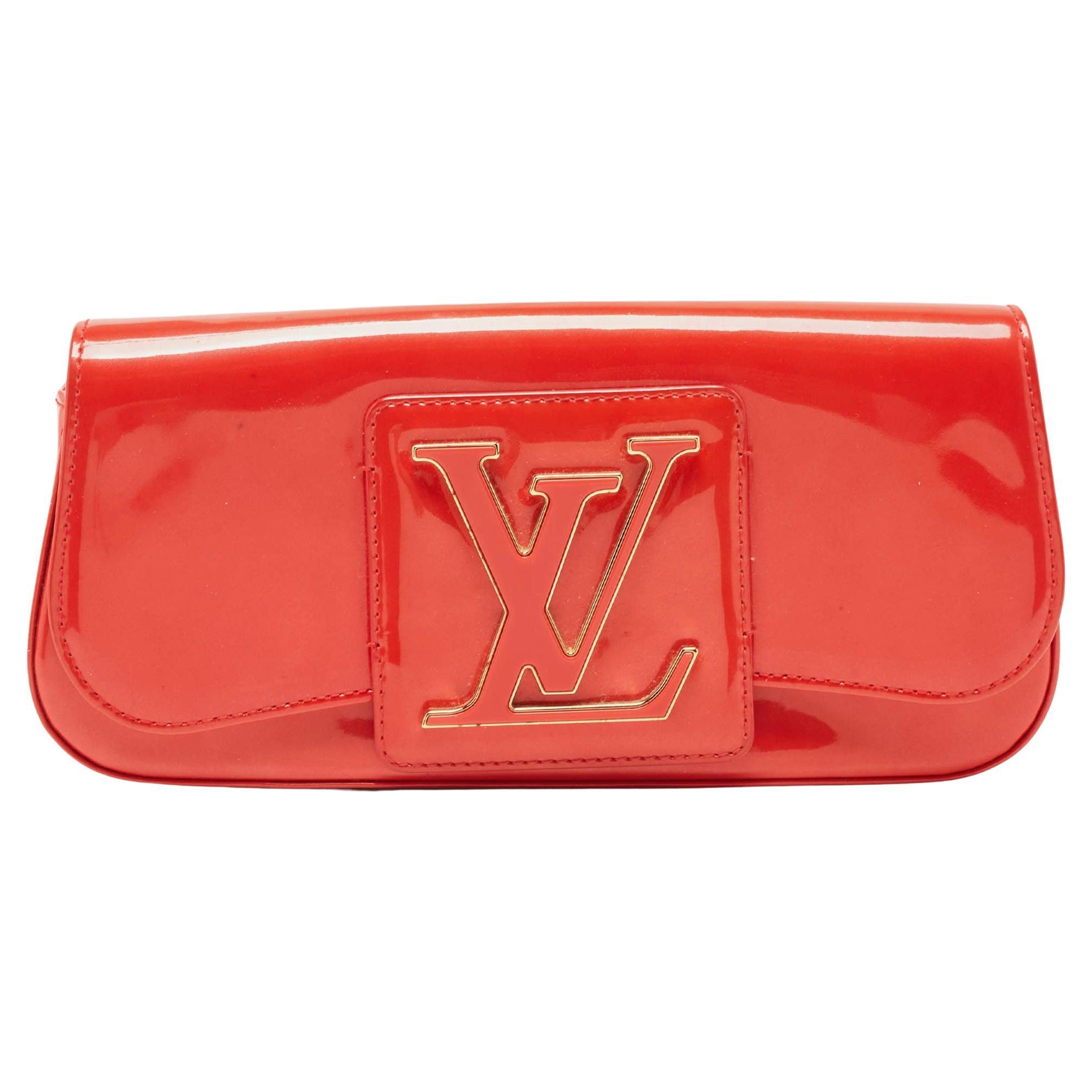 Louis Vuitton Burgundy Sobe Patent Clutch Red Dark red Leather