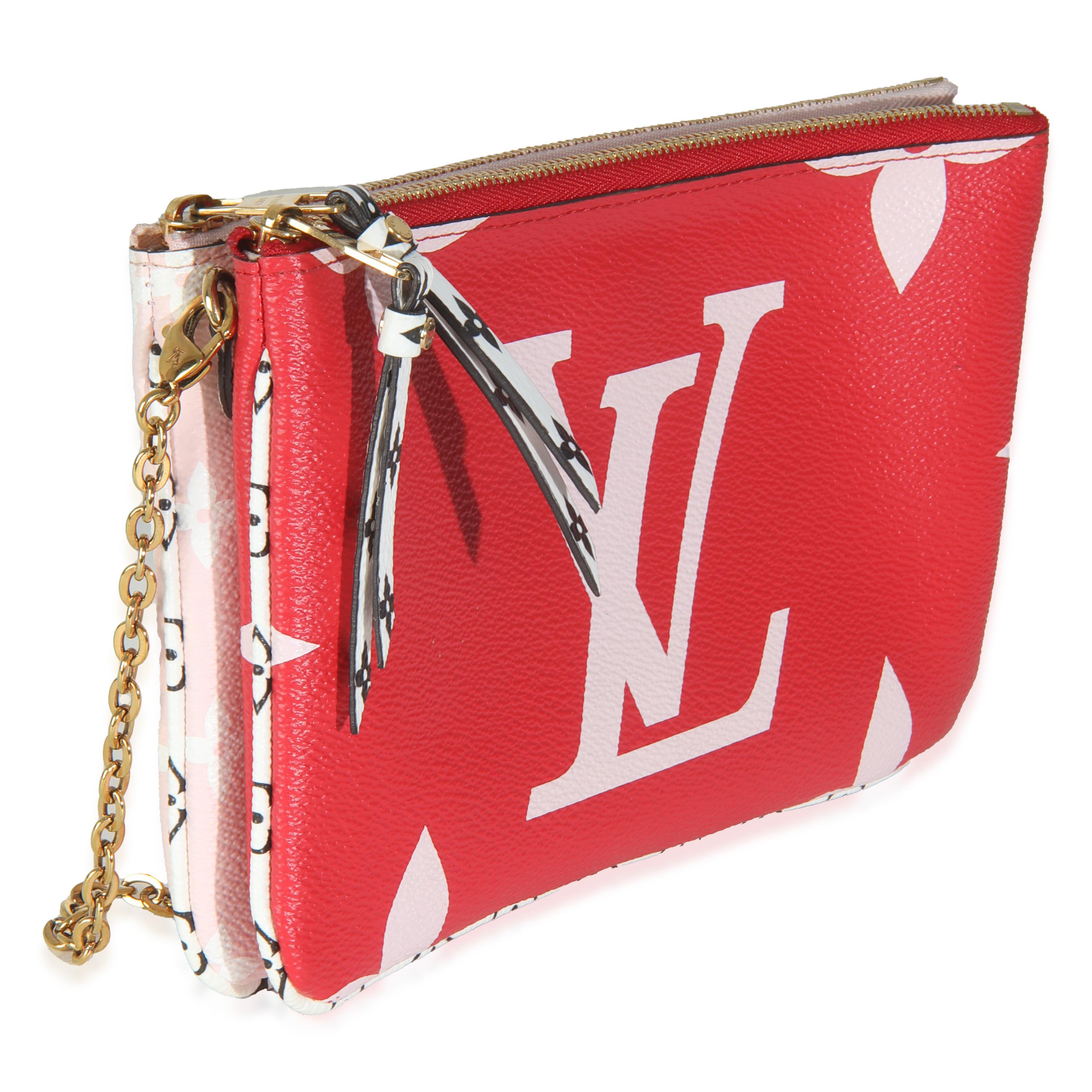 Red Louis Vuitton Rouge Monogram Giant Canvas Double Zip Pochette For Sale