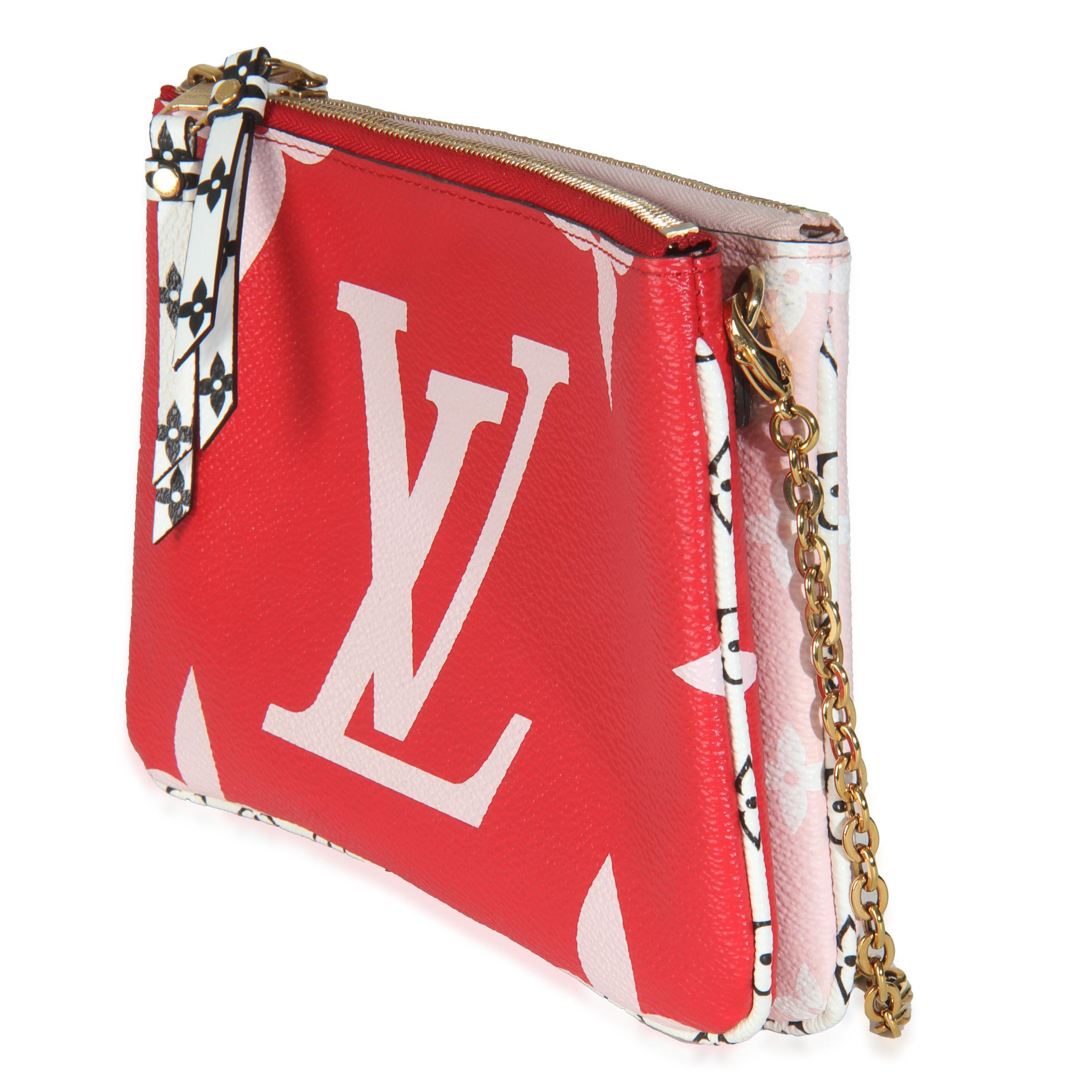 Louis Vuitton Rouge Monogram Giant Canvas Double Zip Pochette In Excellent Condition For Sale In New York, NY