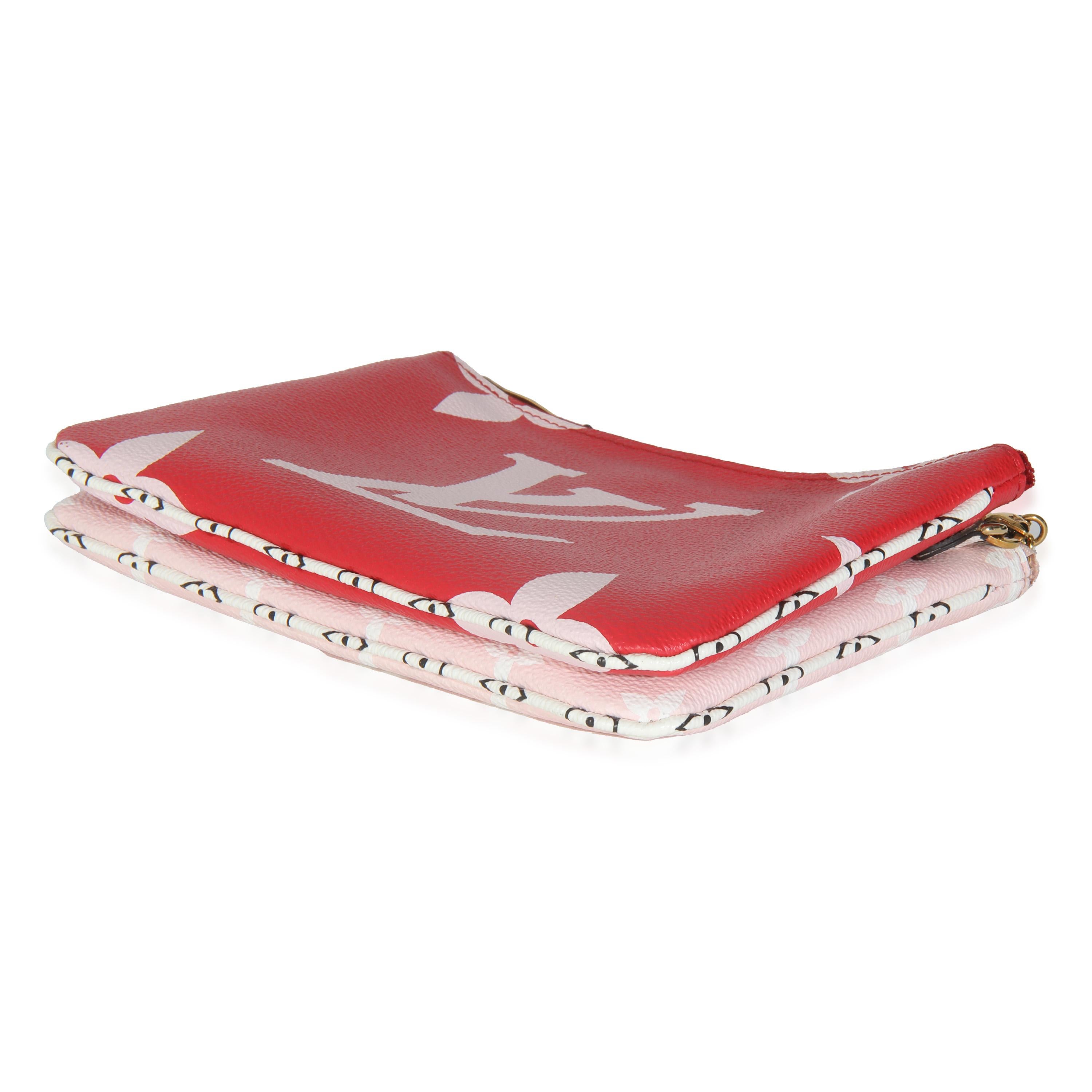 Women's or Men's Louis Vuitton Rouge Monogram Giant Canvas Double Zip Pochette For Sale