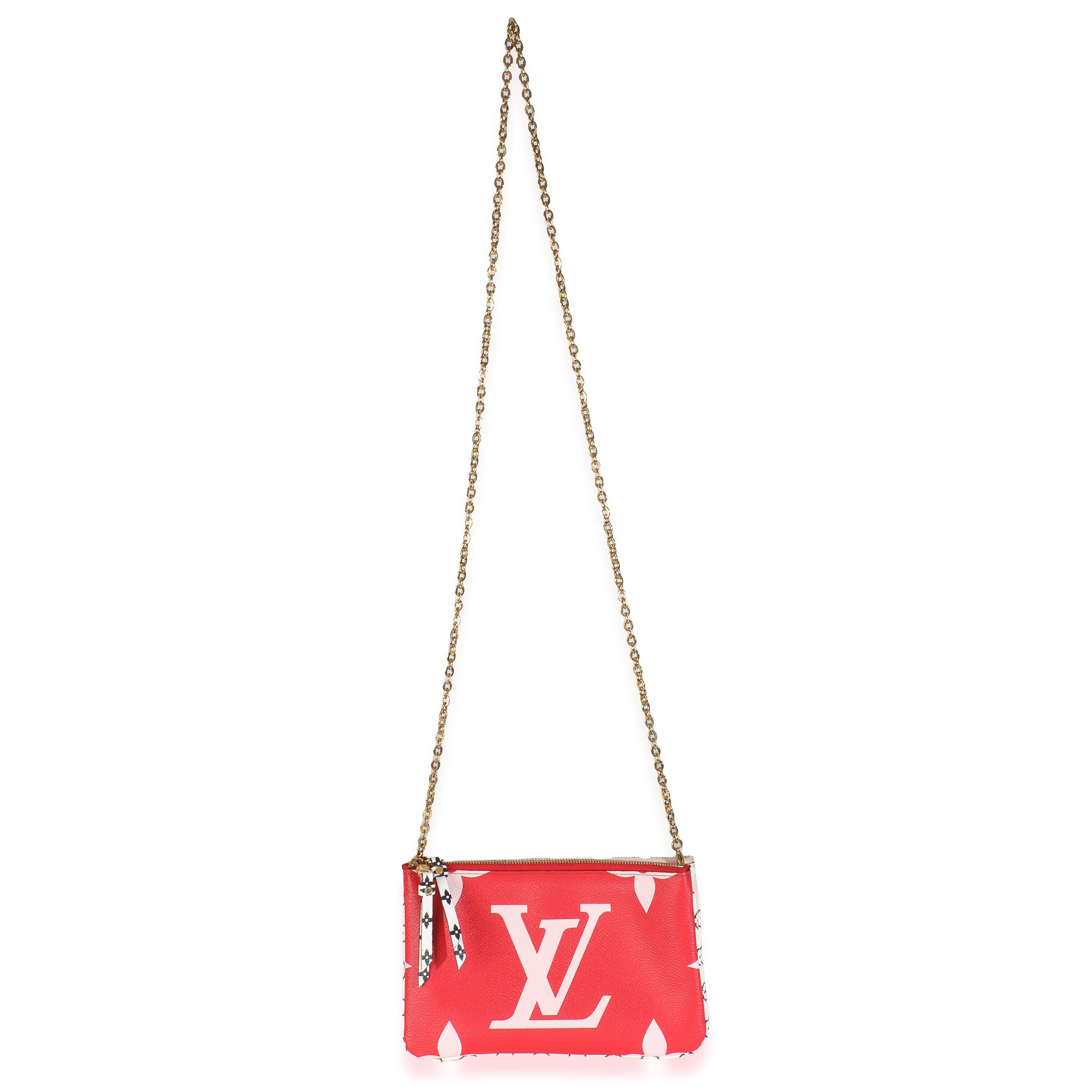 Louis Vuitton Rouge Monogram Giant Canvas Double Zip Pochette For Sale 1