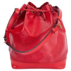 Vintage LOUIS VUITTON Rouge red Epi leather NOE GM Bucket Shoulder Bag