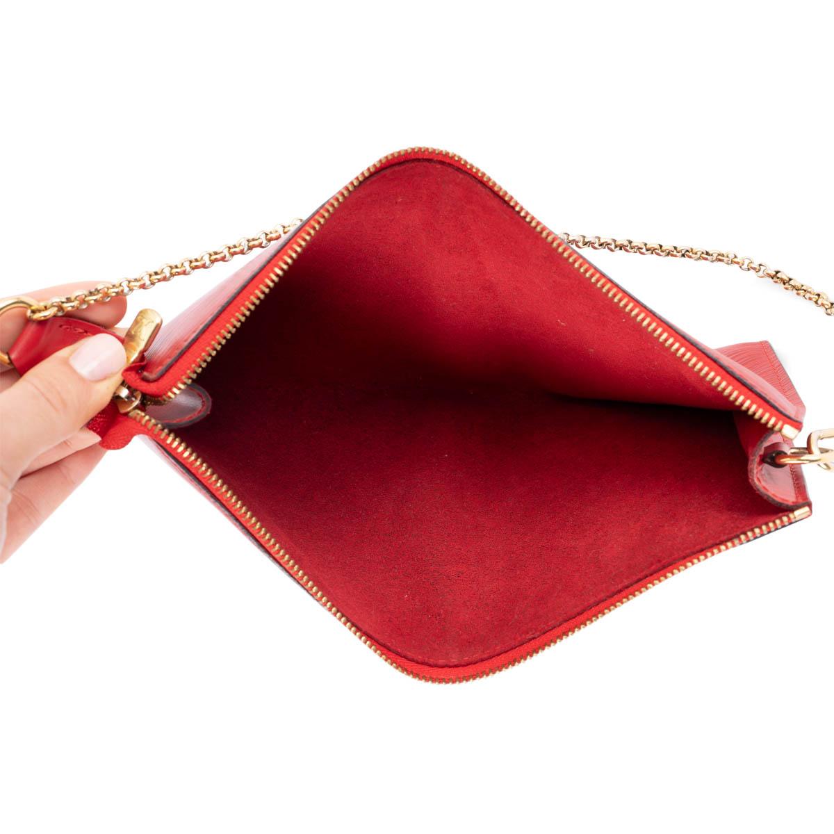 LOUIS VUITTON Rouge red Epi leather POCHETTE ACCESSOIRES Bag For Sale 2