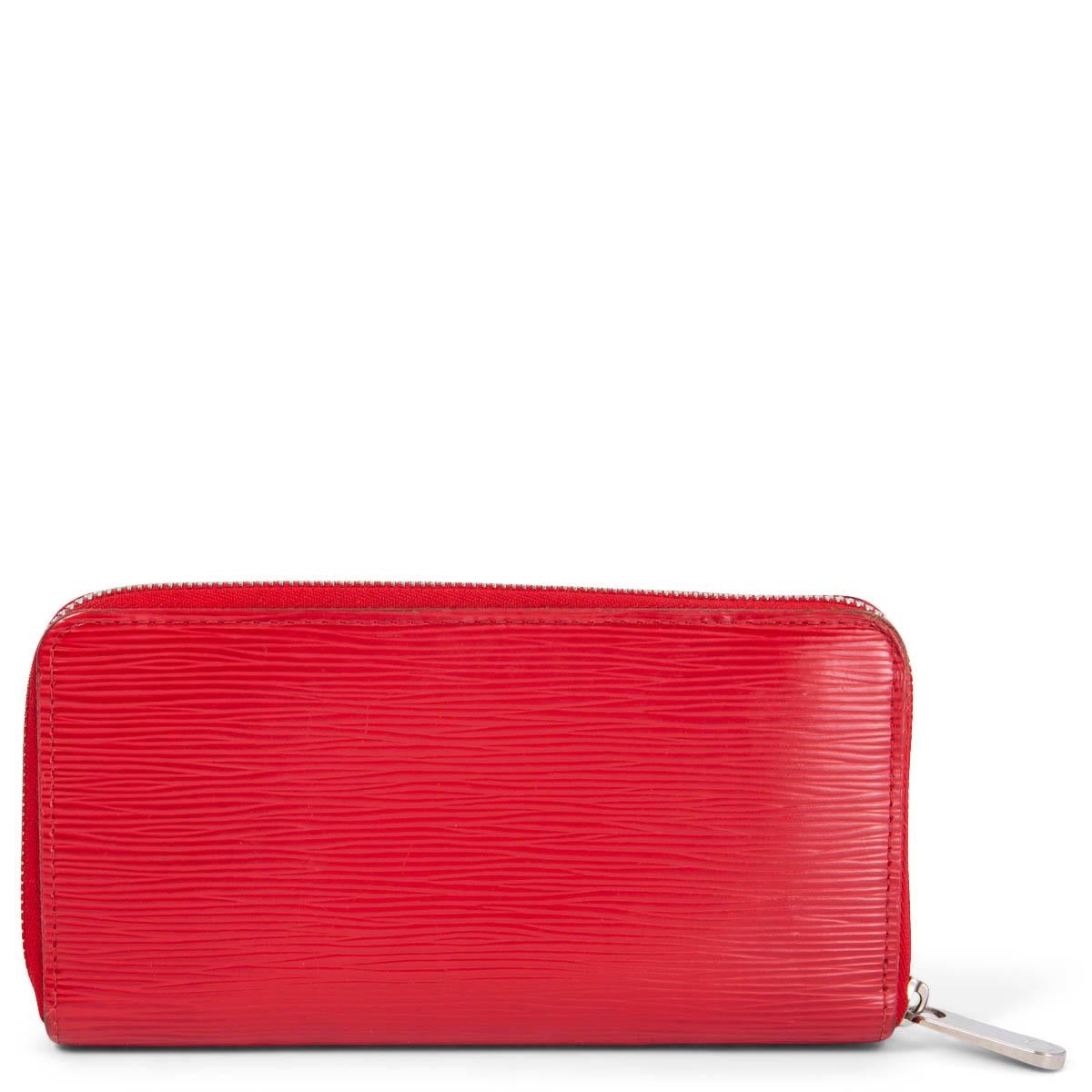 Red LOUIS VUITTON Rouge red Epi leather ZIPPY Wallet For Sale