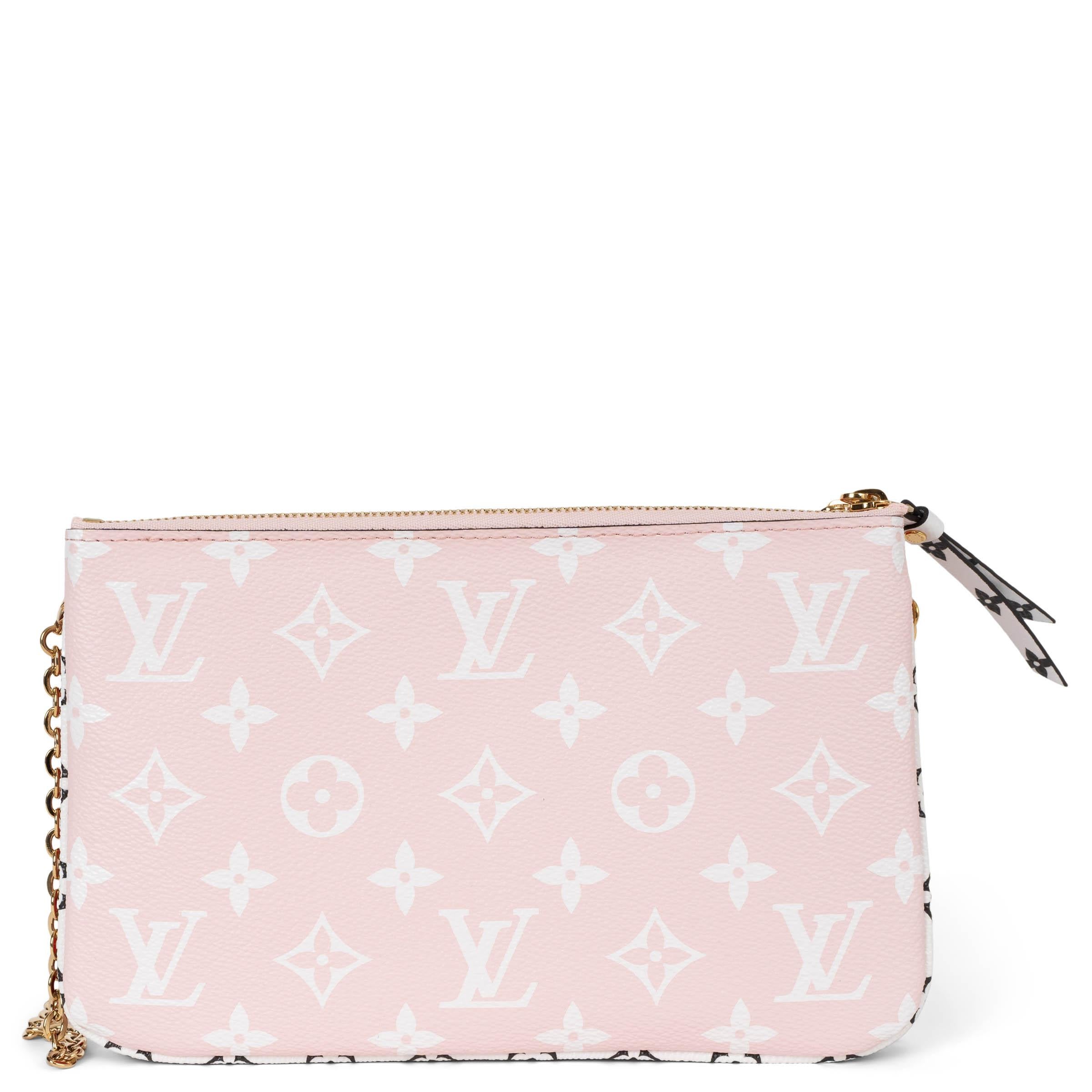 Red LOUIS VUITTON Rouge red Monogram Giant Reverse DOUBLE ZIP POCHETTE Bag For Sale