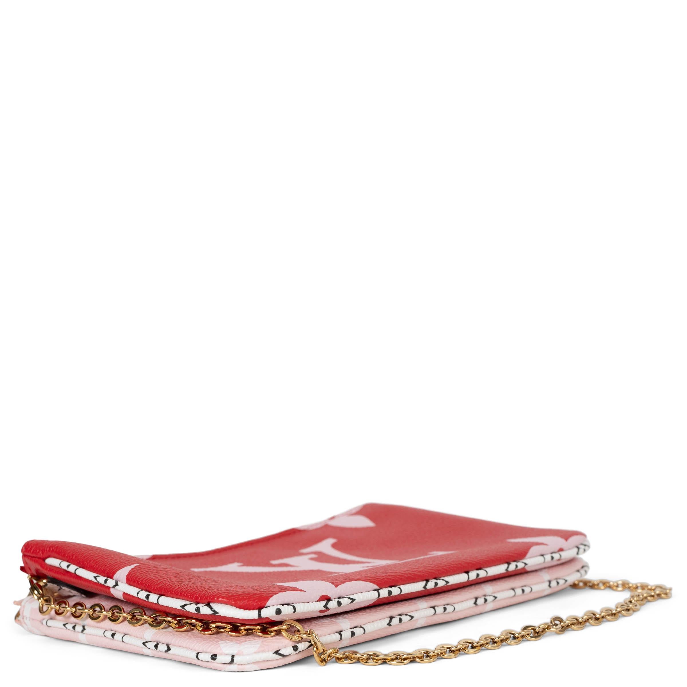 Women's LOUIS VUITTON Rouge red Monogram Giant Reverse DOUBLE ZIP POCHETTE Bag For Sale