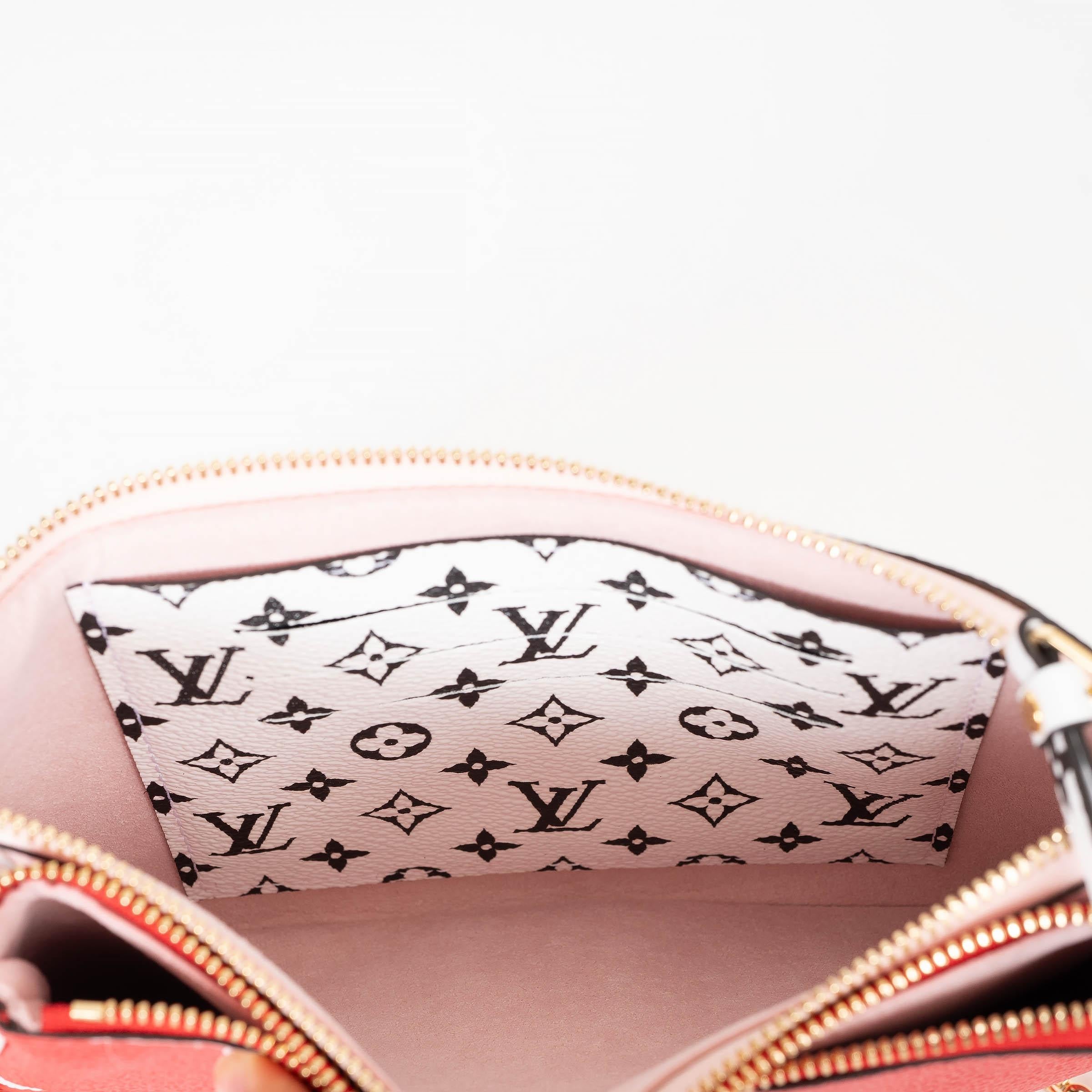 LOUIS VUITTON Rouge red Monogram Giant Reverse DOUBLE ZIP POCHETTE Bag For Sale 1