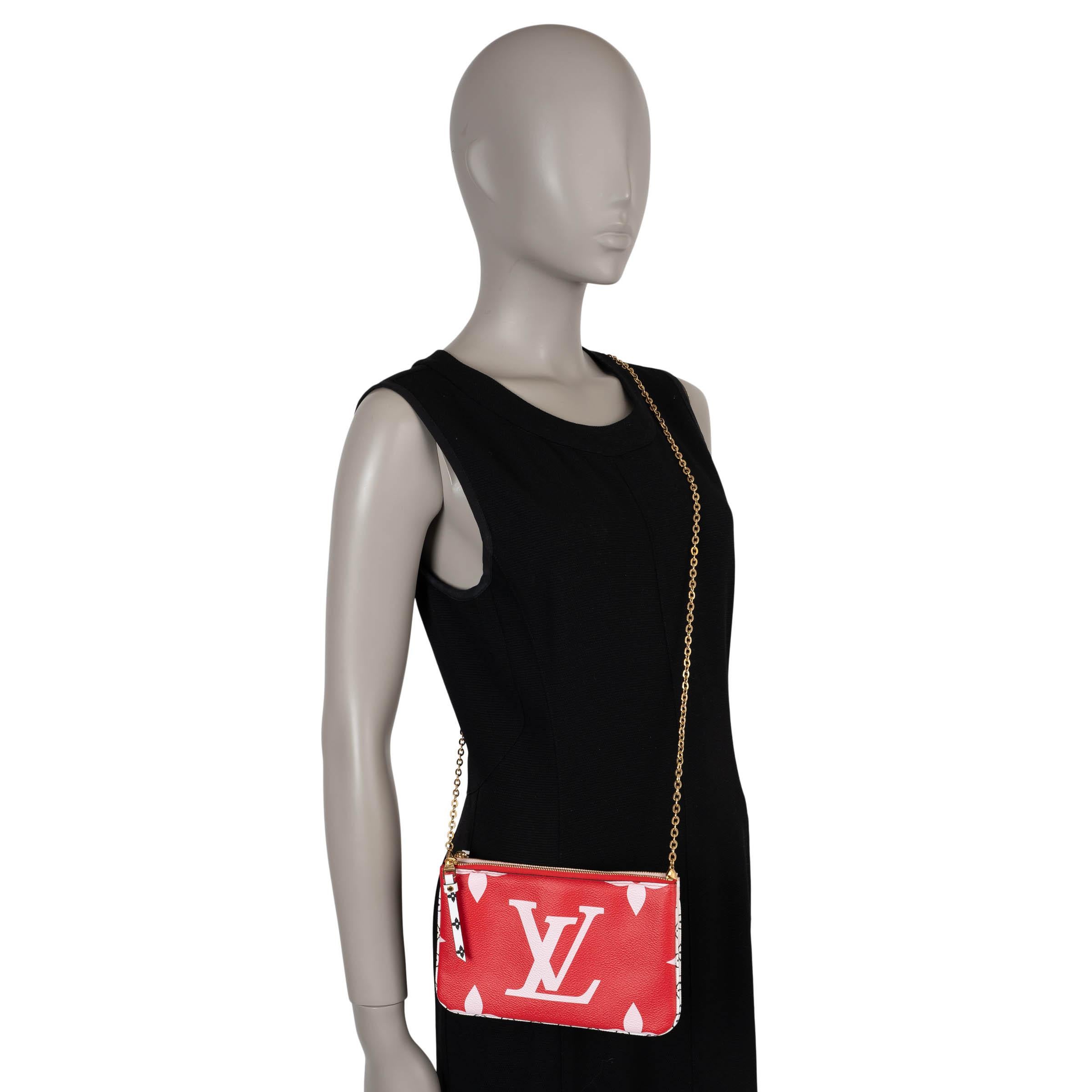 LOUIS VUITTON Rouge red Monogram Giant Reverse DOUBLE ZIP POCHETTE Bag For Sale 3