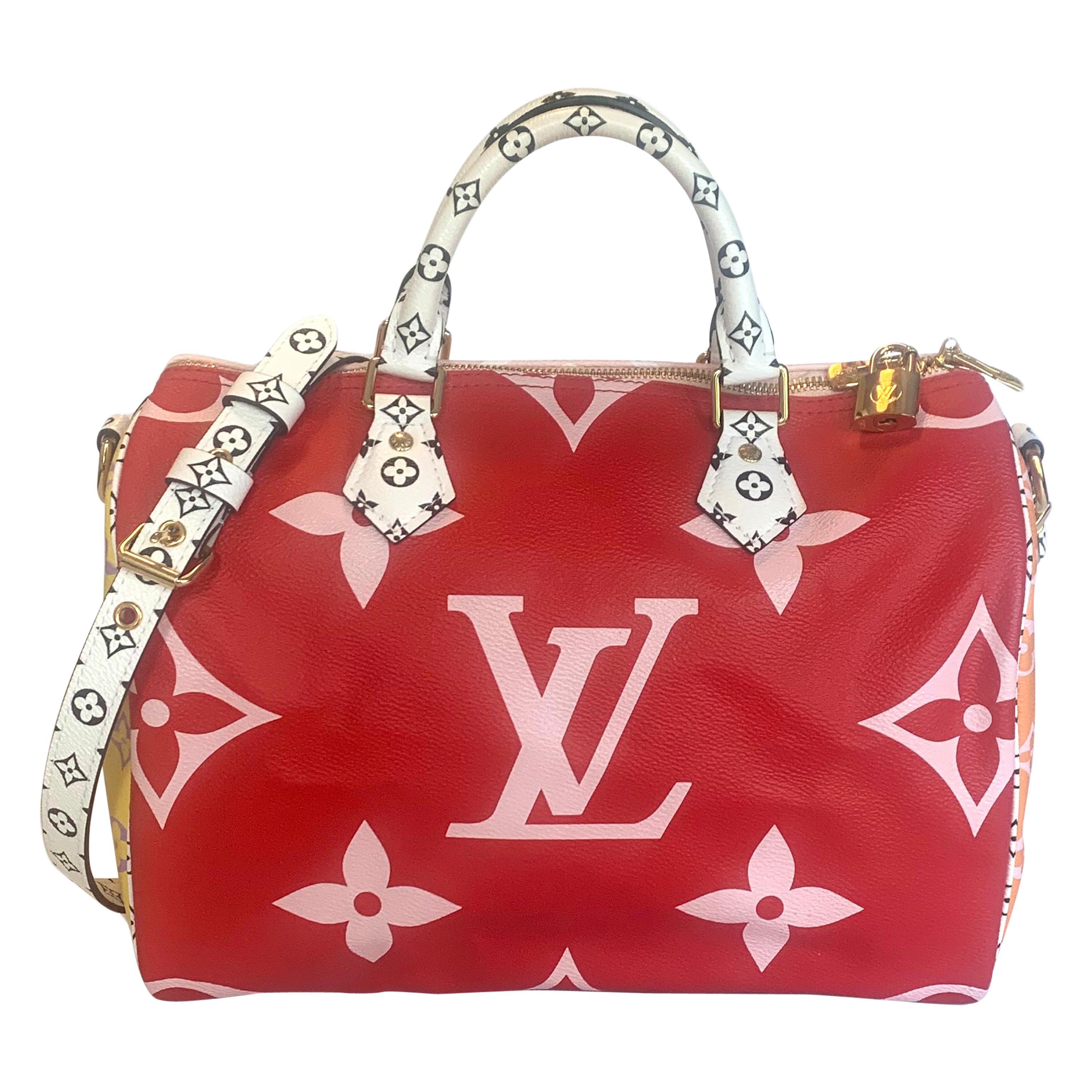 red and pink lv bag