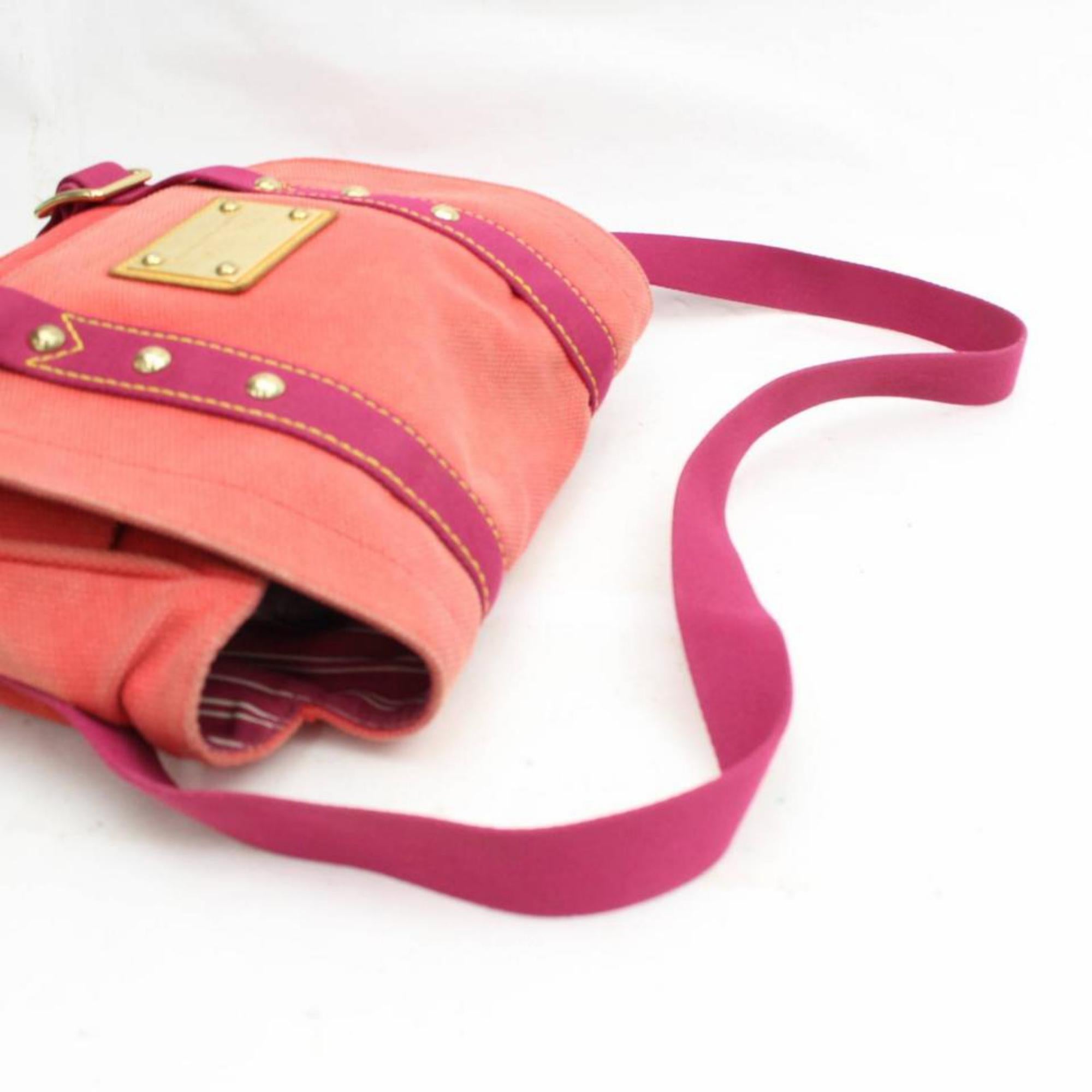 Louis Vuitton Rouge Toile Antigua Besace  868293 Red Canvas Shoulder Bag For Sale 6