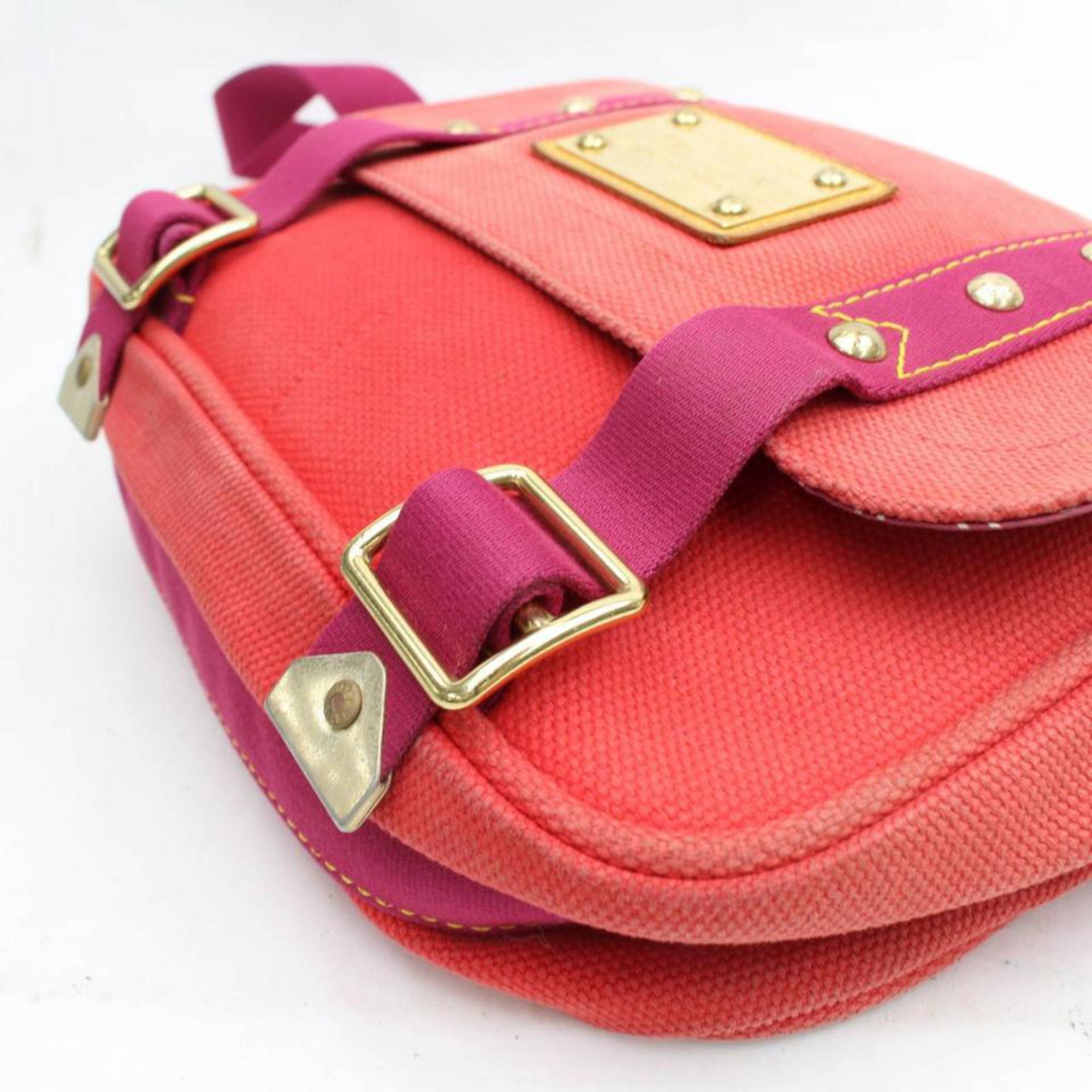 Louis Vuitton Rouge Toile Antigua Besace  868293 Red Canvas Shoulder Bag For Sale 7