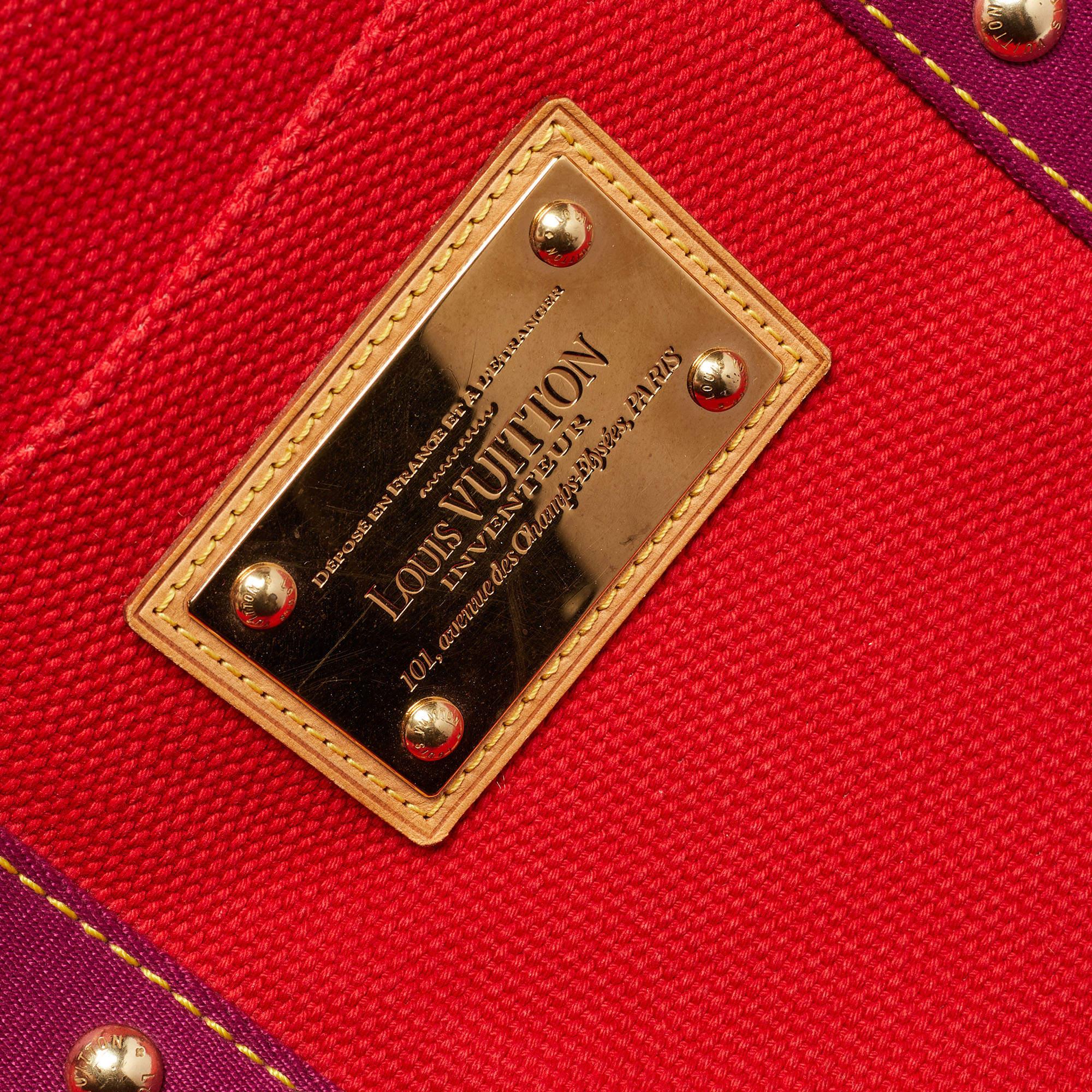 Louis Vuitton Rouge Toile Canvas Antigua Sac Weekend Bag en vente 7
