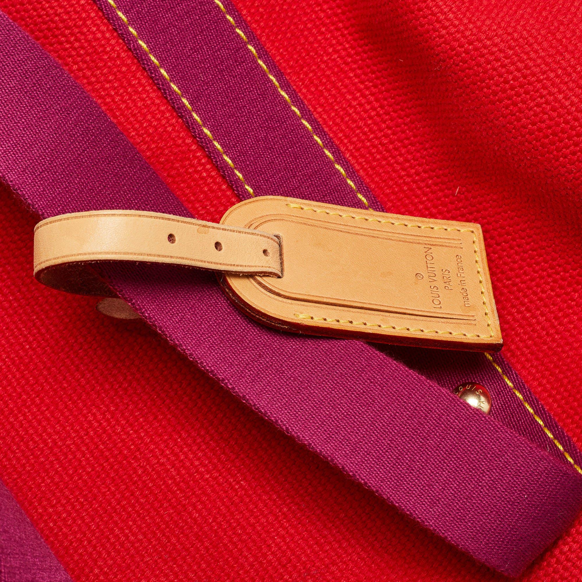Louis Vuitton Rouge Toile Canvas Antigua Sac Weekend Bag en vente 4