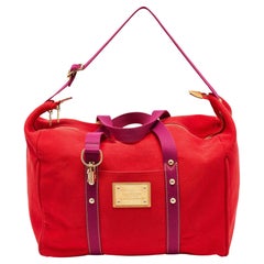 Used Louis Vuitton Rouge Toile Canvas Antigua Sac Weekend Bag