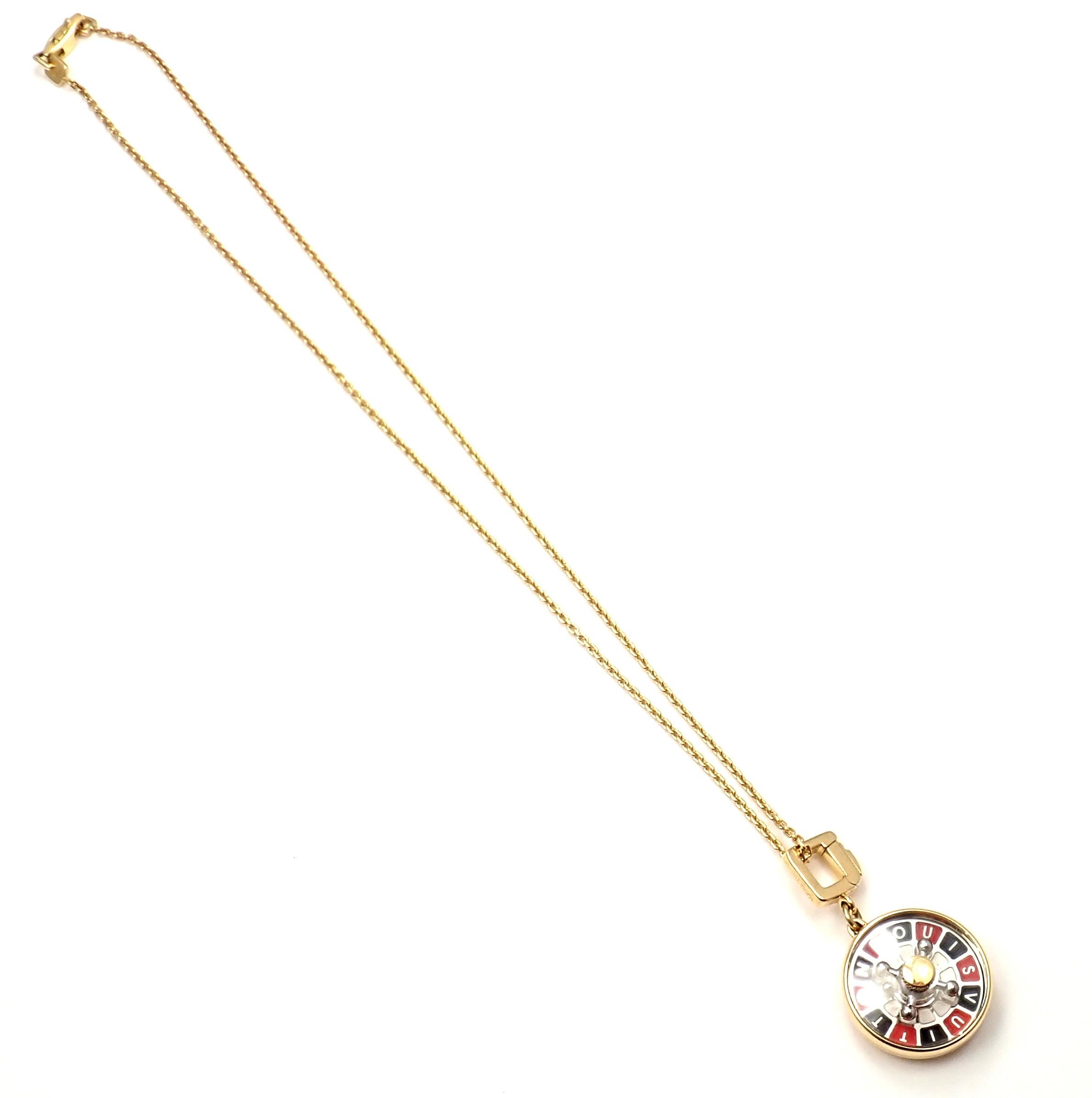 Louis Vuitton Roulette Pendant Yellow Gold Chain Necklace 3