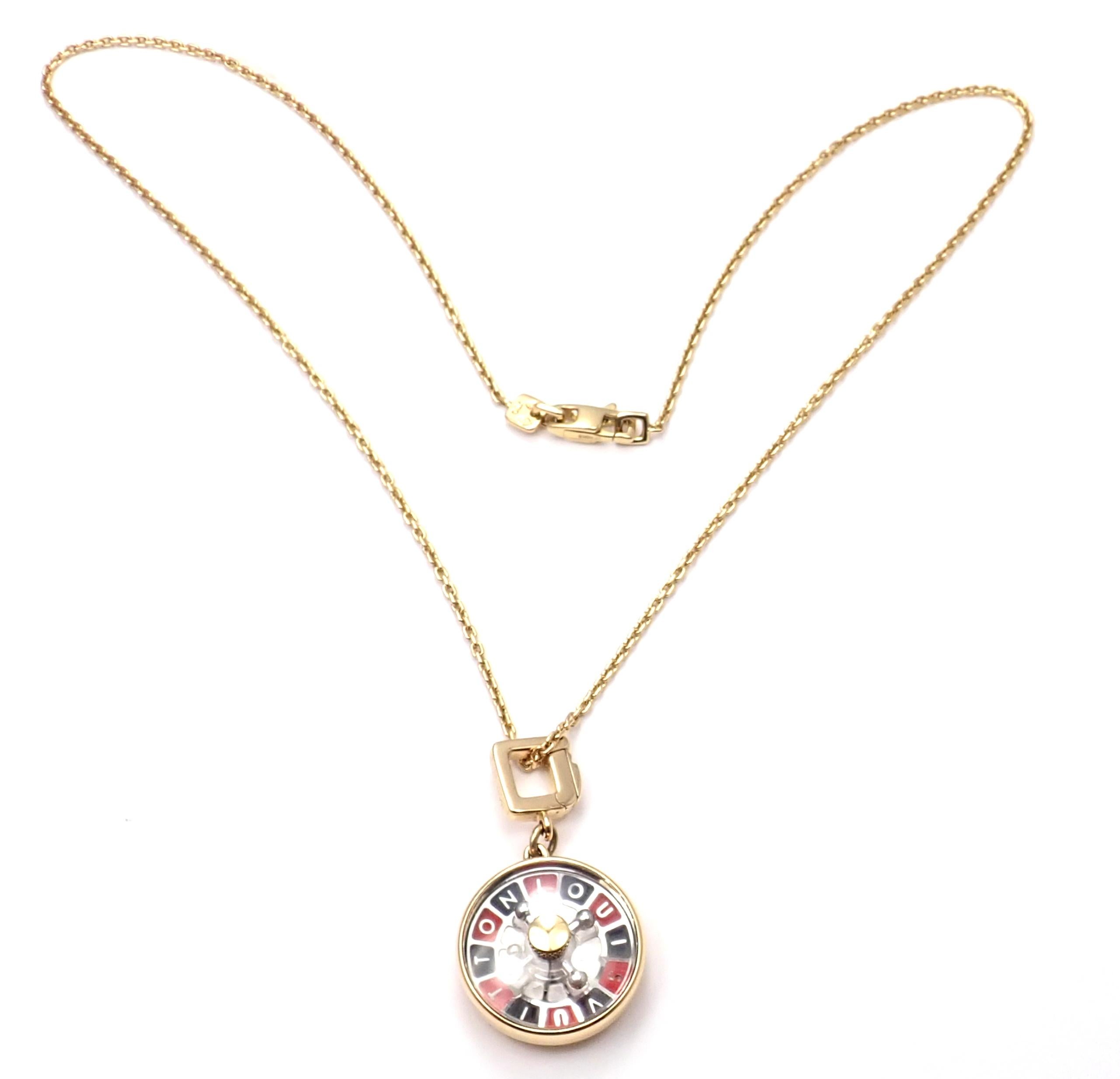 Louis Vuitton Roulette Pendant Yellow Gold Chain Necklace 5