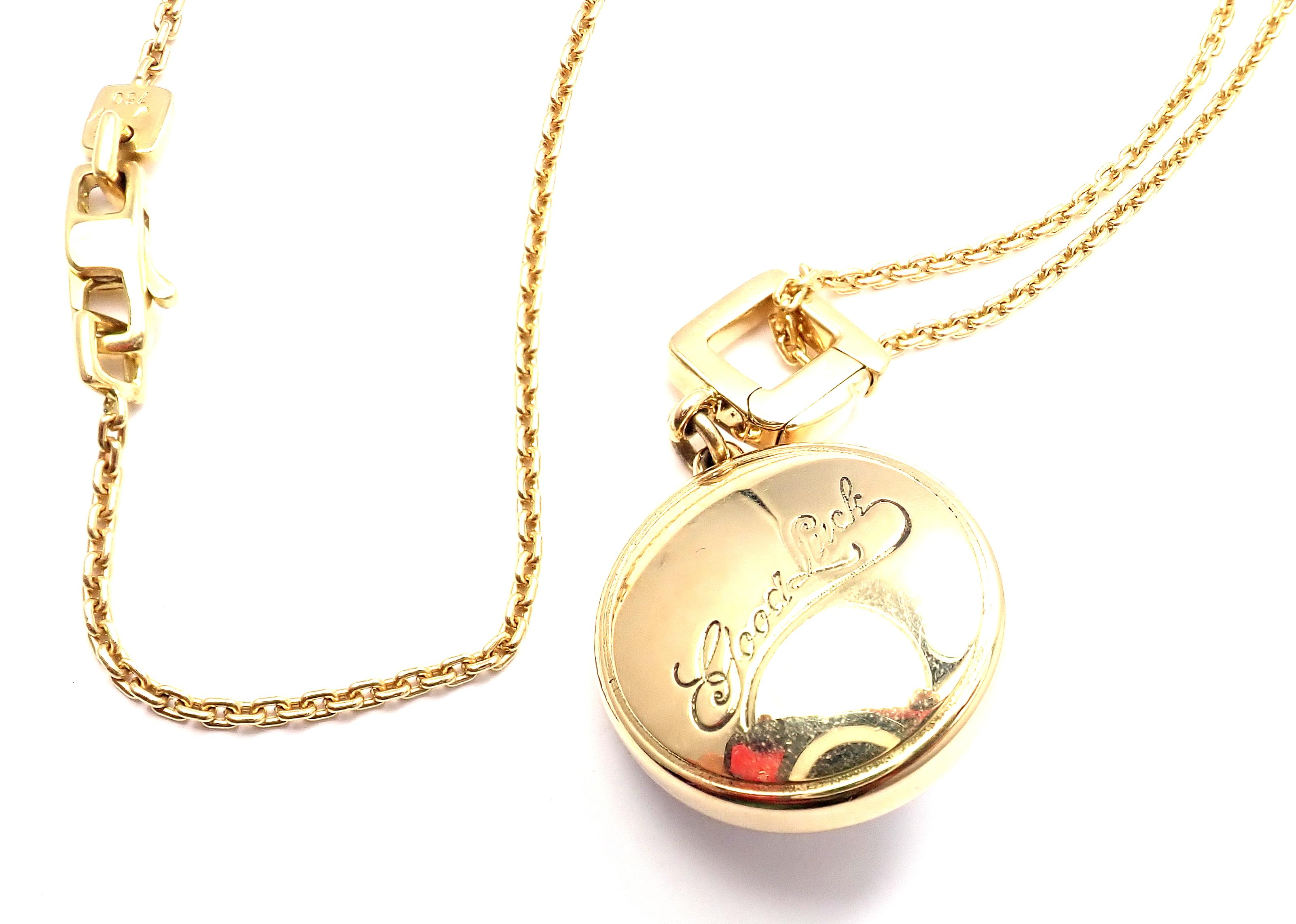 Louis Vuitton Roulette Pendant Yellow Gold Chain Necklace In Excellent Condition In Holland, PA