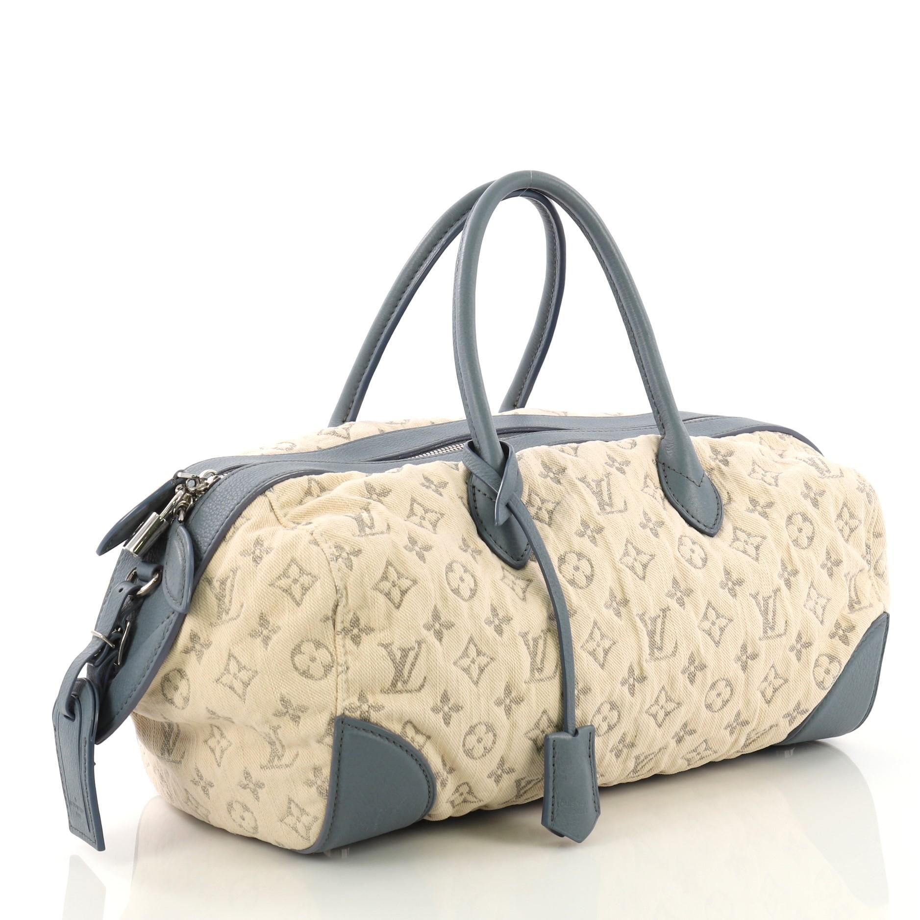 Beige Louis Vuitton Round Speedy Bag Monogram Denim