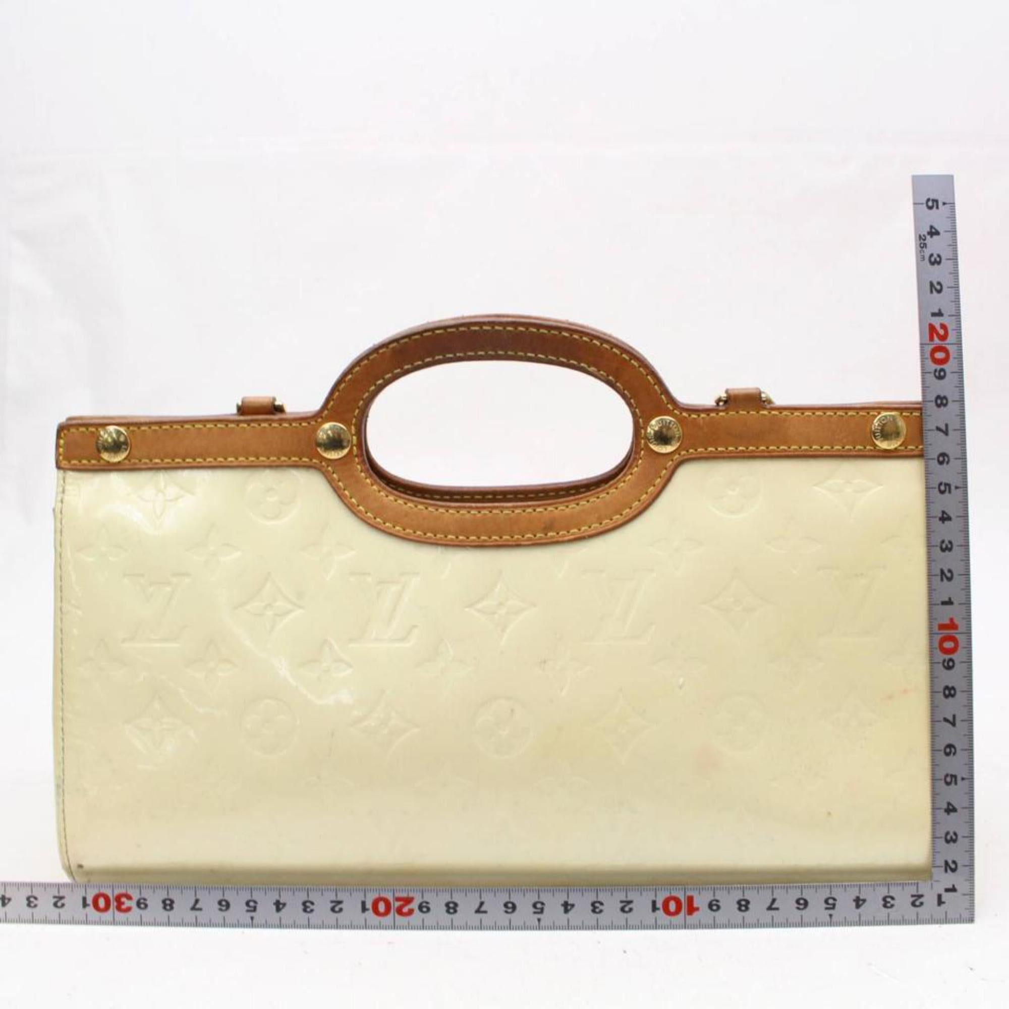Louis Vuitton Roxbury Vernis Drive 2way 866147 Cream Patent Leather Shoulder Bag For Sale 2