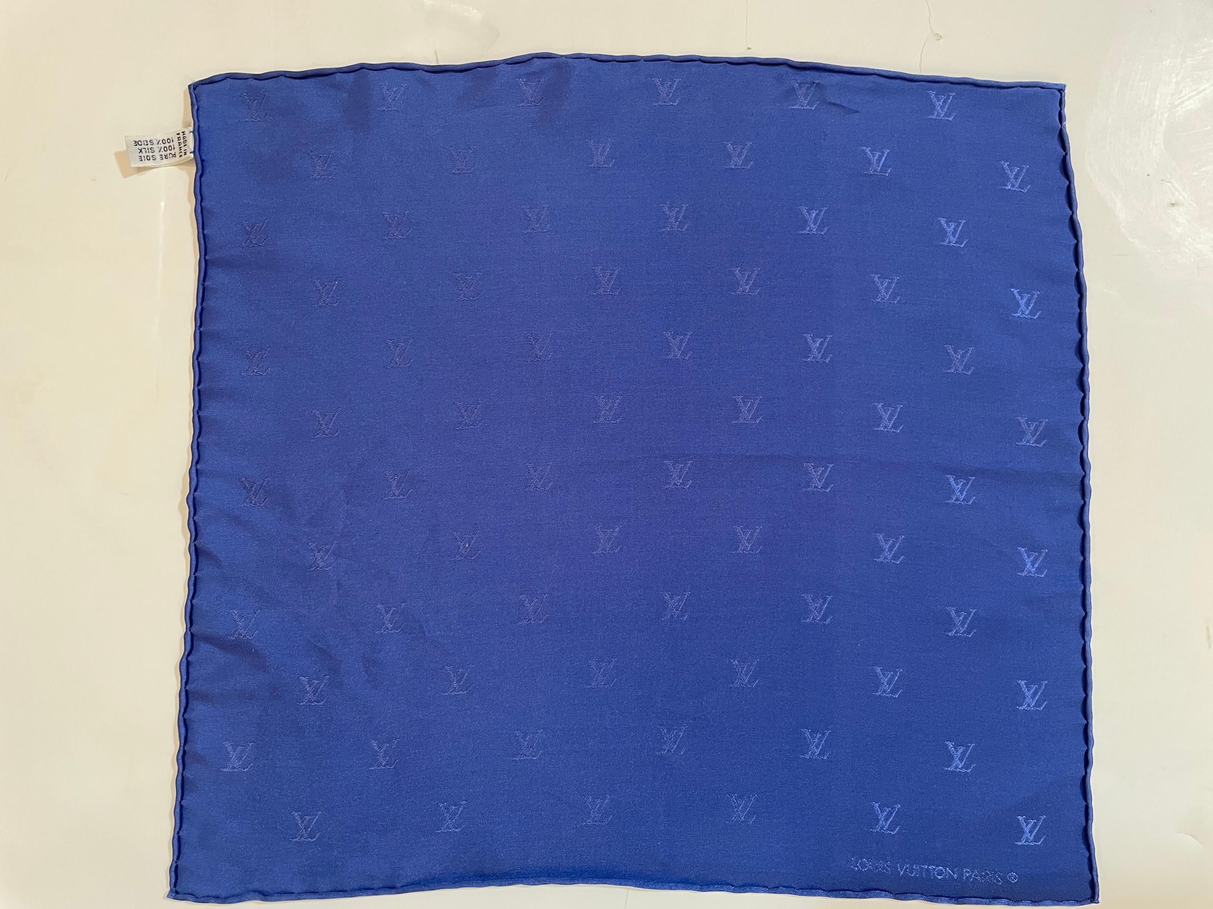 Louis Vuitton Royal Blue Silk Pocket Monogram Square 8