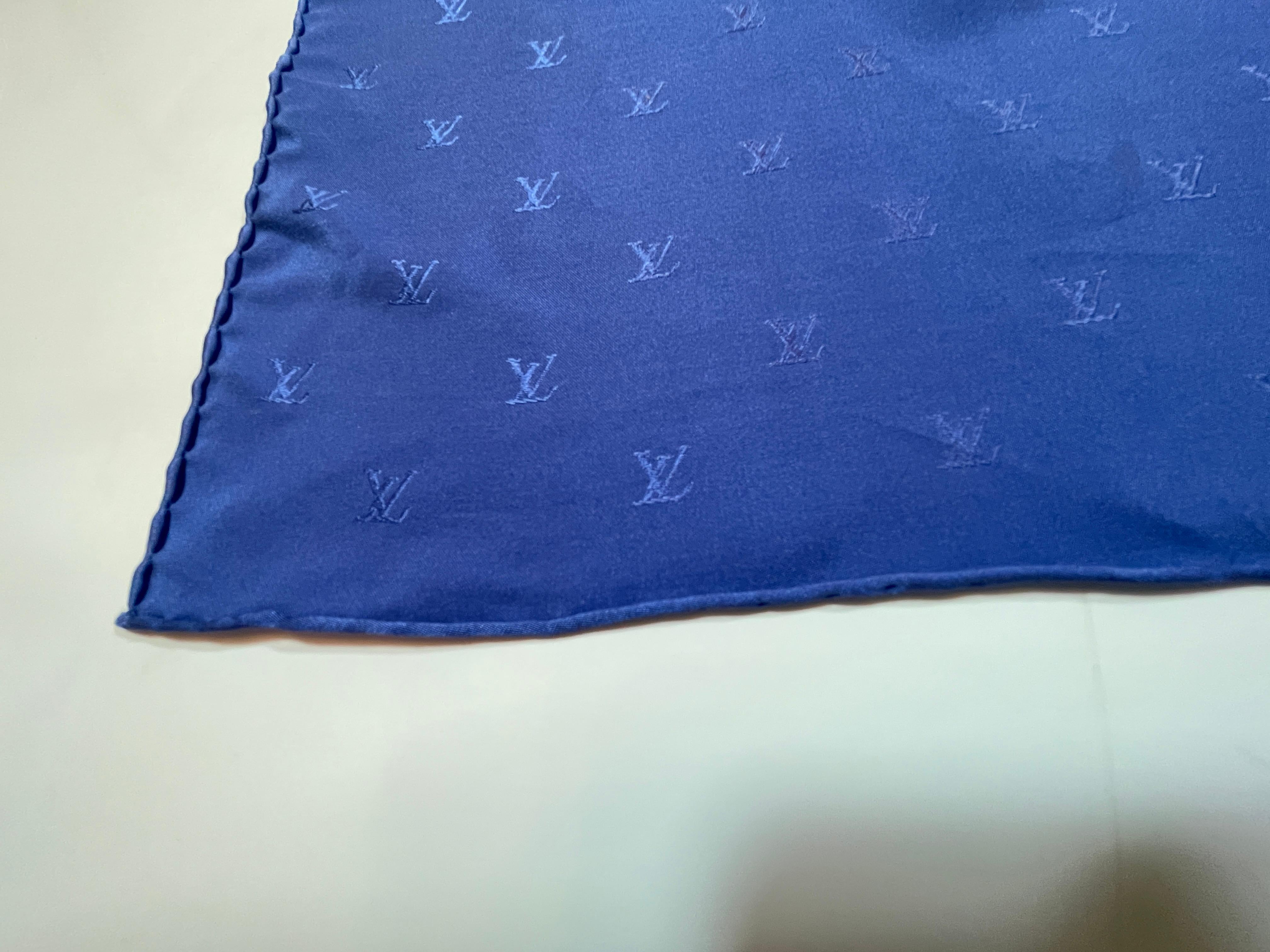 Louis Vuitton Royal Blue Silk Pocket Monogram Square 9