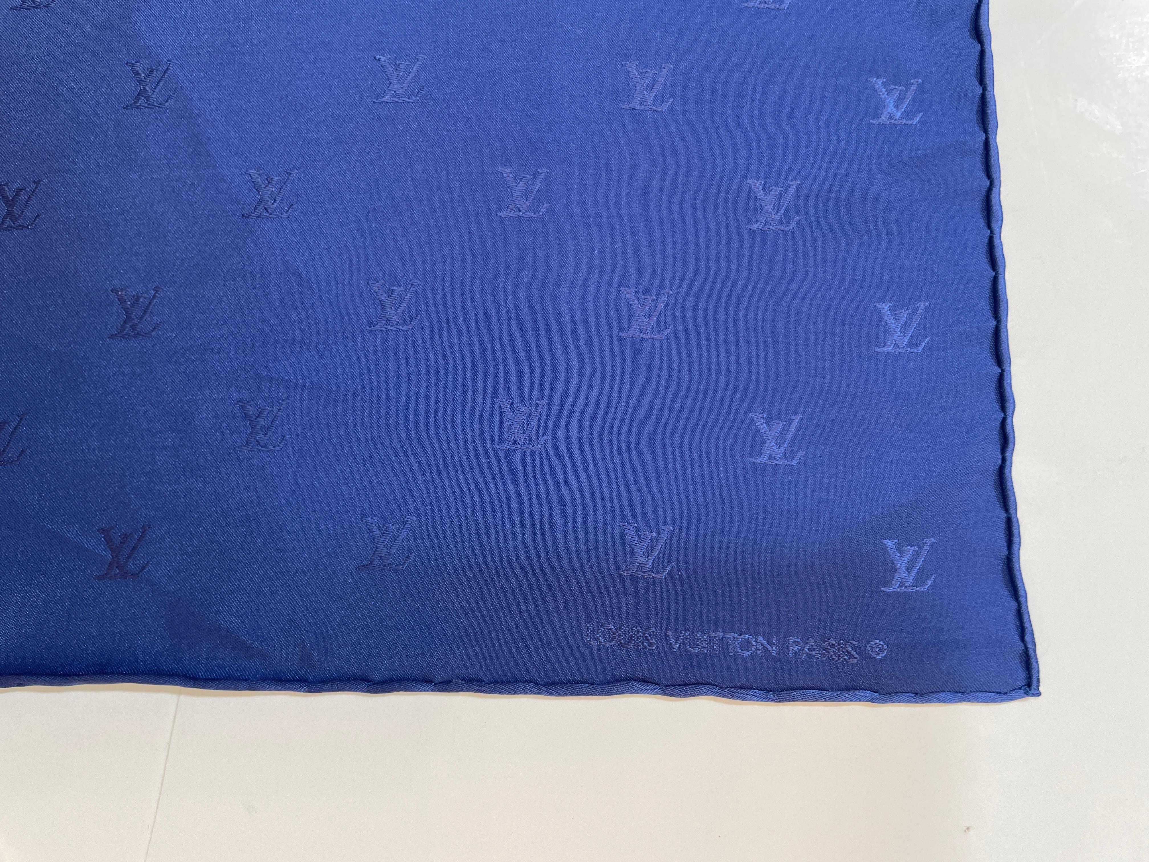 Louis Vuitton Royal Blue Silk Pocket Monogram Square 1