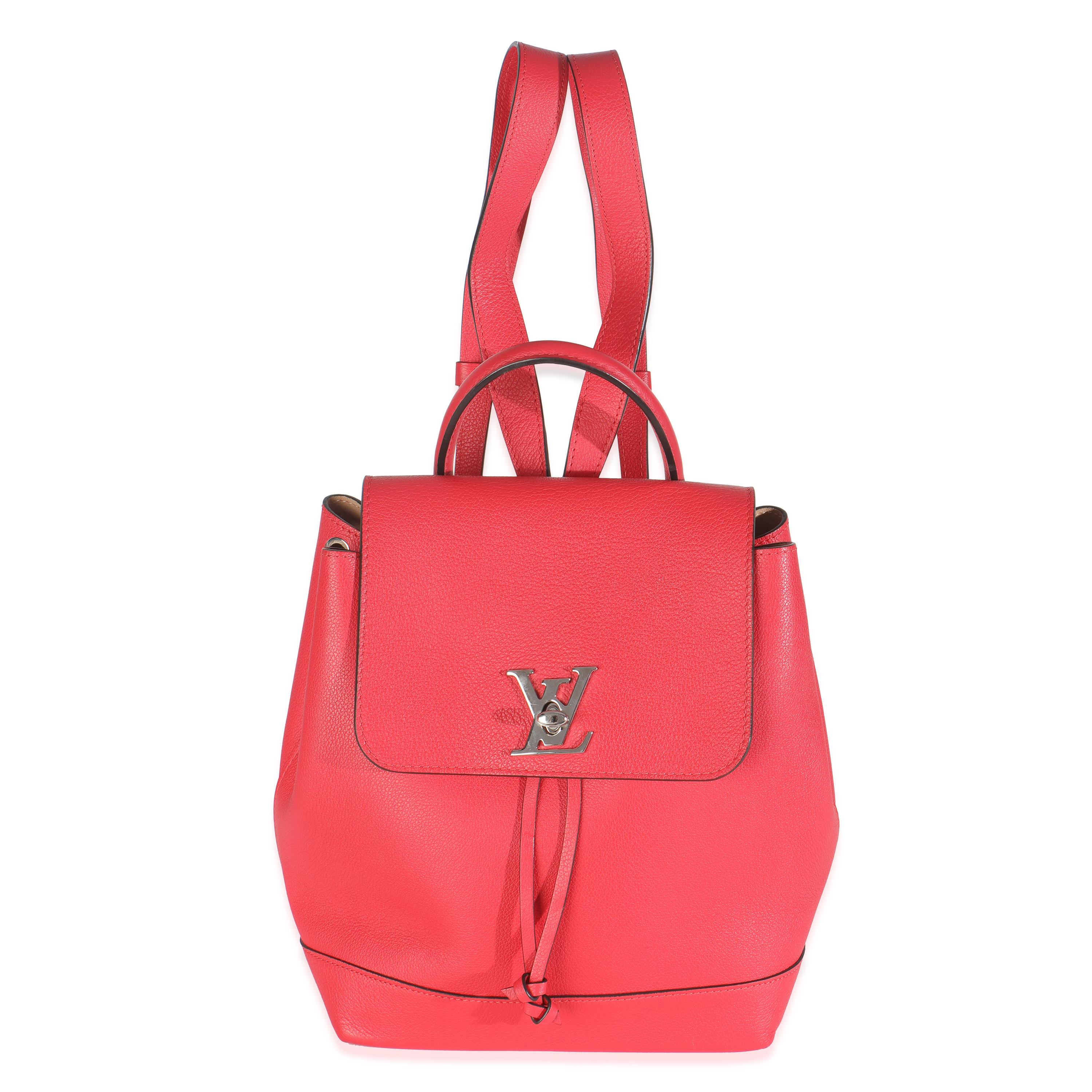 Rouge Louis Vuitton Rubis Calfskin Leather Lockme Backpack en vente