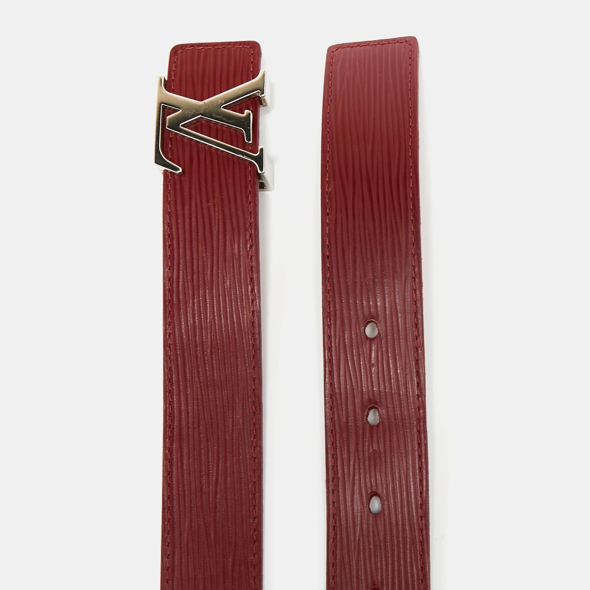 Brown Louis Vuitton Rubis Epi Leather LV Initiales Belt 80 CM