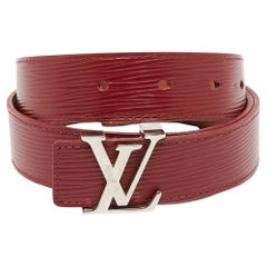 Louis Vuitton Red/Galet Leather Initiales Reversible Belt 90 CM