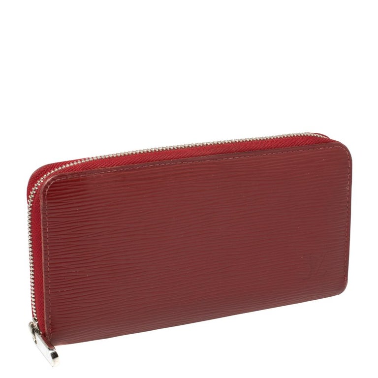 Brown Louis Vuitton Rubis Epi Leather Zippy Wallet For Sale