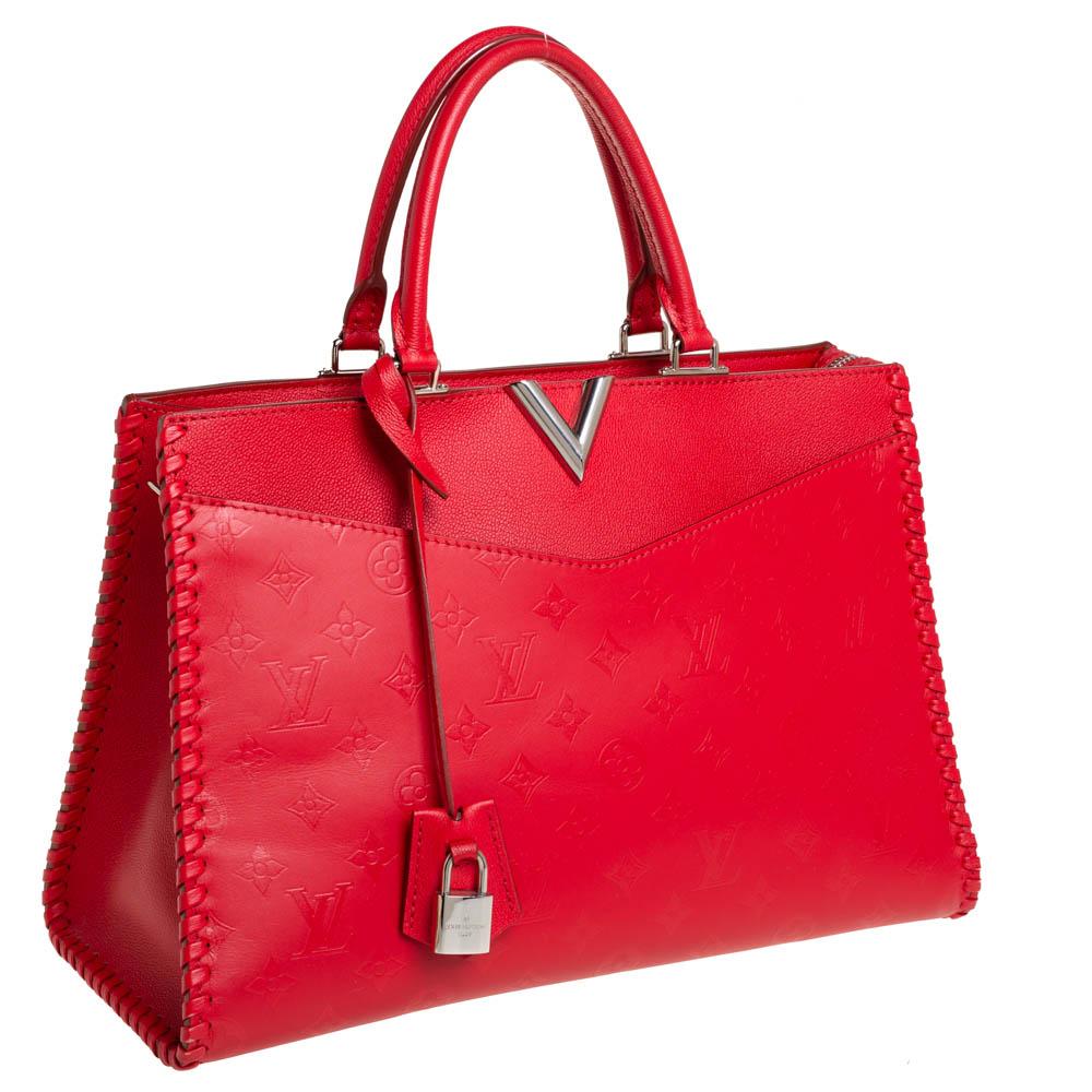 Red Louis Vuitton Rubis Monogram Cuir Plume Very Zipped Bag