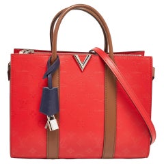 Louis Vuitton Rubis/Noisette Monogram Plume Leather Very MM Tote