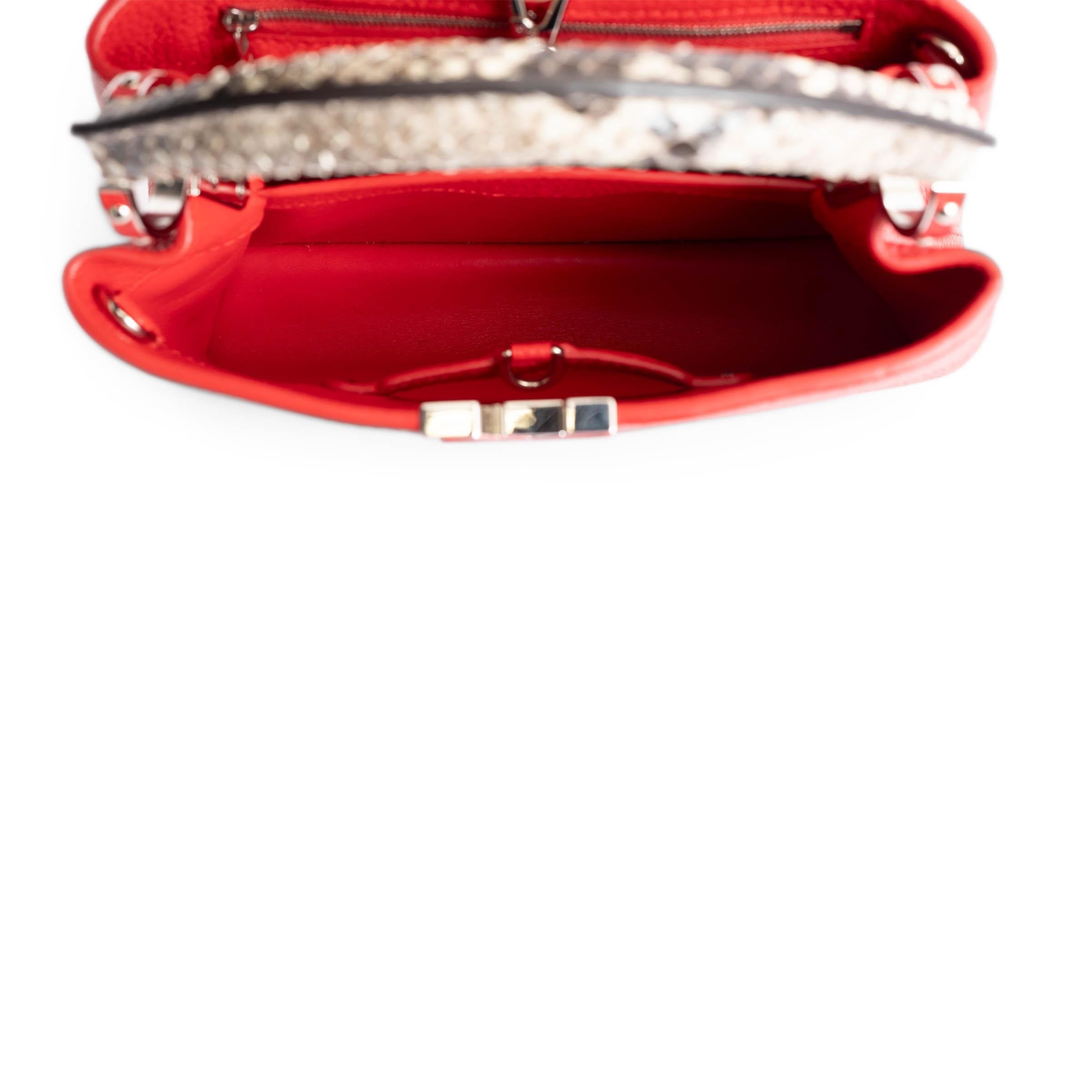 LOUIS VUITTON Rubis red Taurillon leather CAPUCINES BB PYTHON Bag For Sale 1