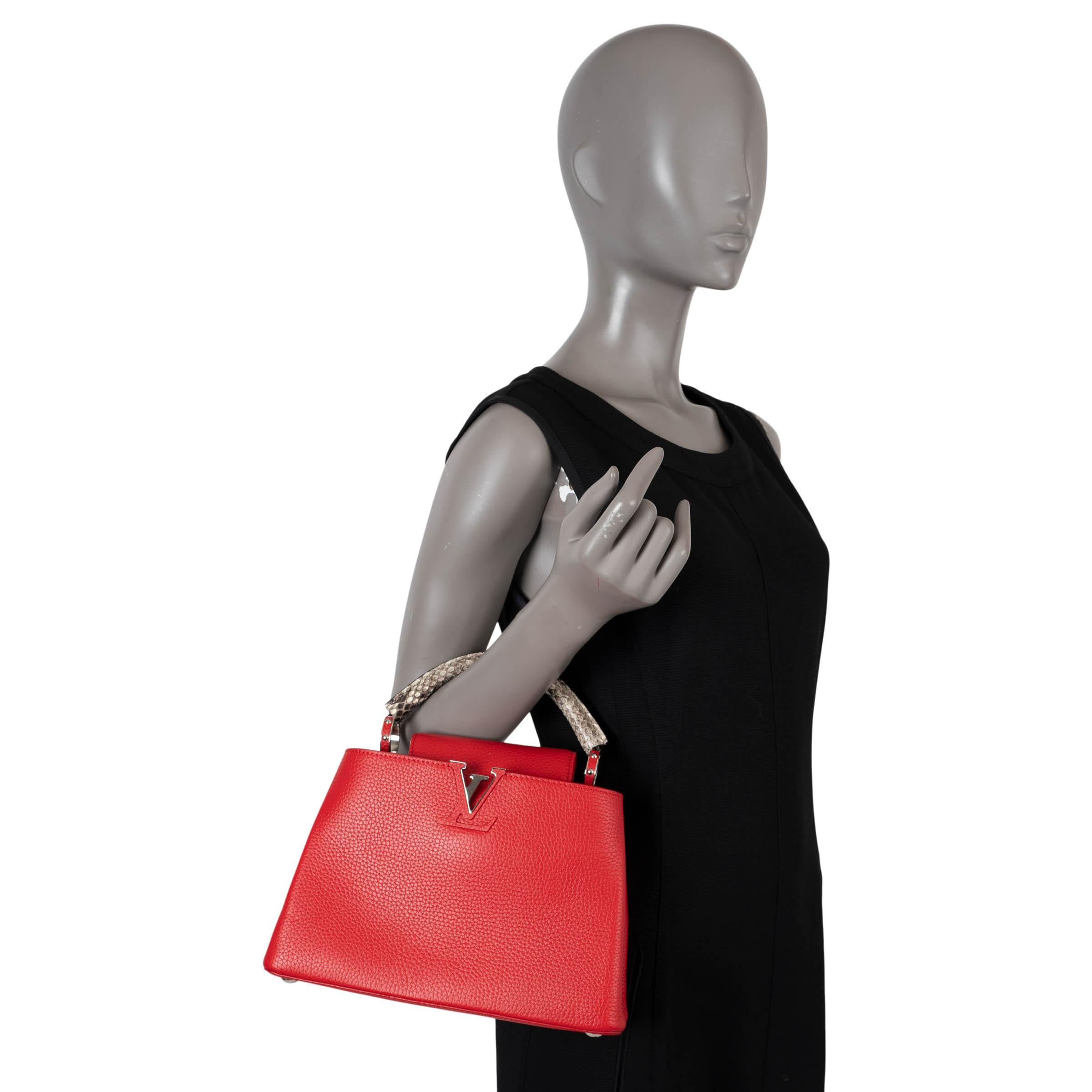 LOUIS VUITTON Rubis red Taurillon leather CAPUCINES BB PYTHON Bag For Sale 4