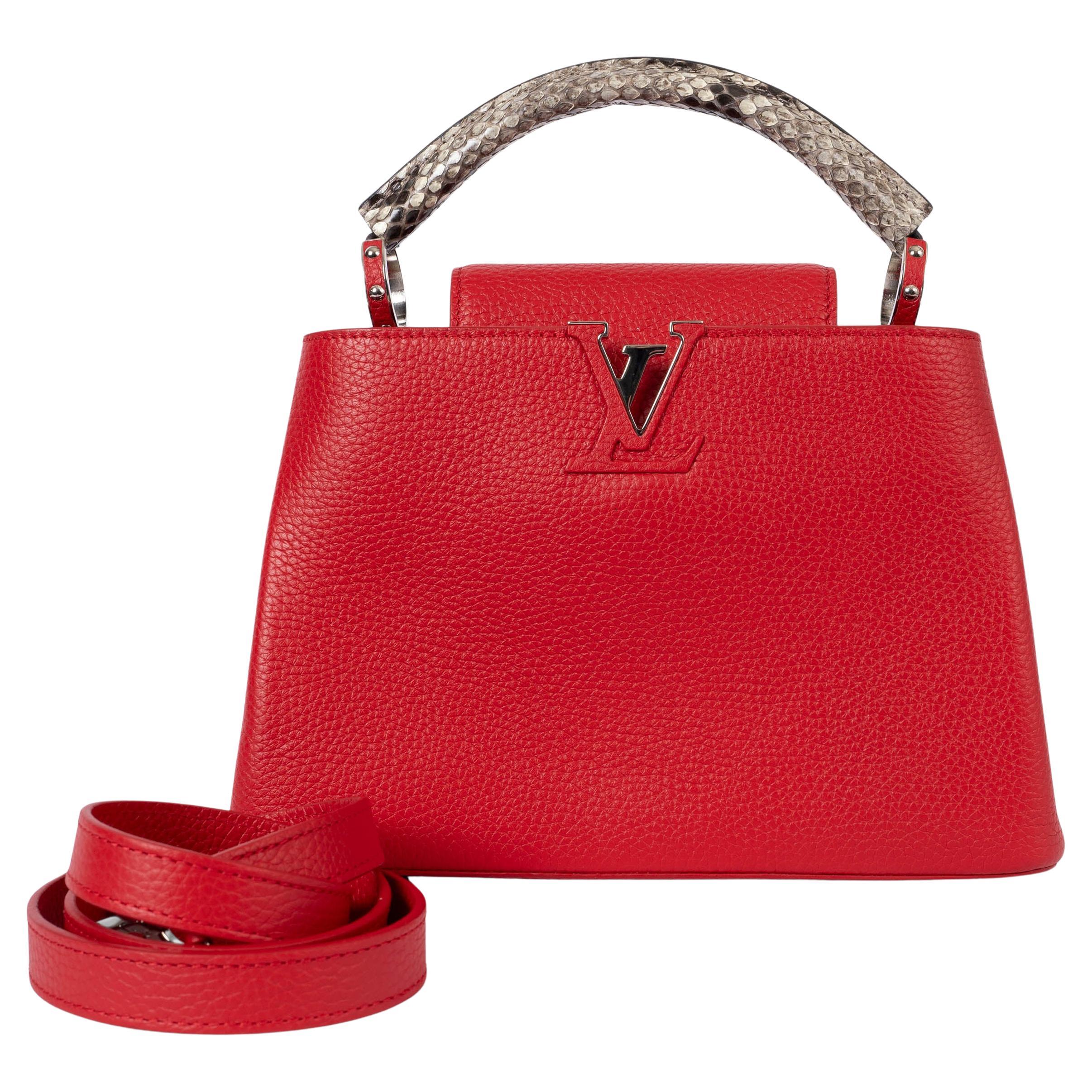 LOUIS VUITTON Rubis red Taurillon leather CAPUCINES BB PYTHON Bag For Sale