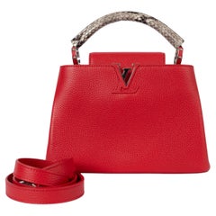 LOUIS VUITTON Rubis red Taurillon leather CAPUCINES BB PYTHON Bag