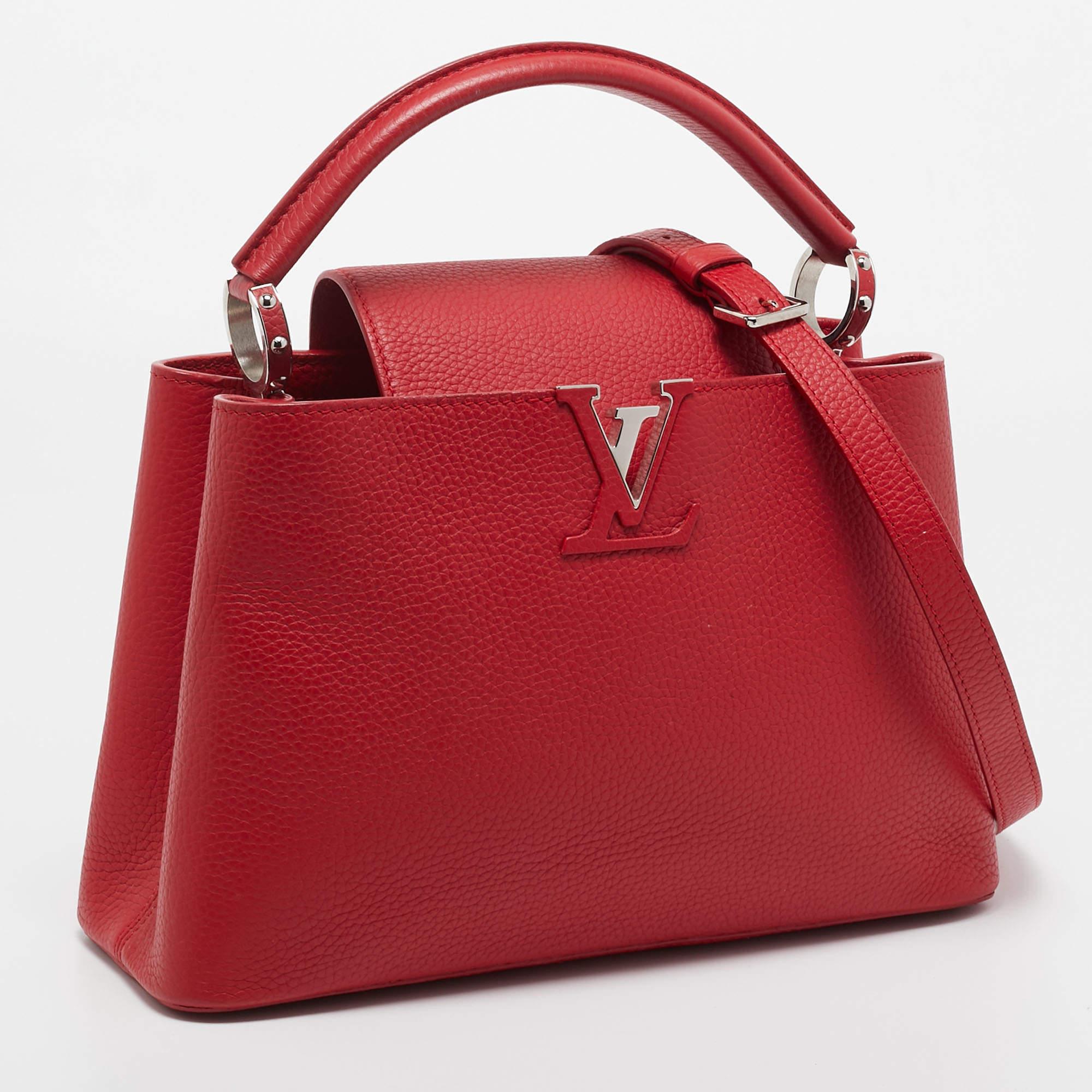 Women's Louis Vuitton Rubis Taurillon Leather Capucines PM Bag For Sale