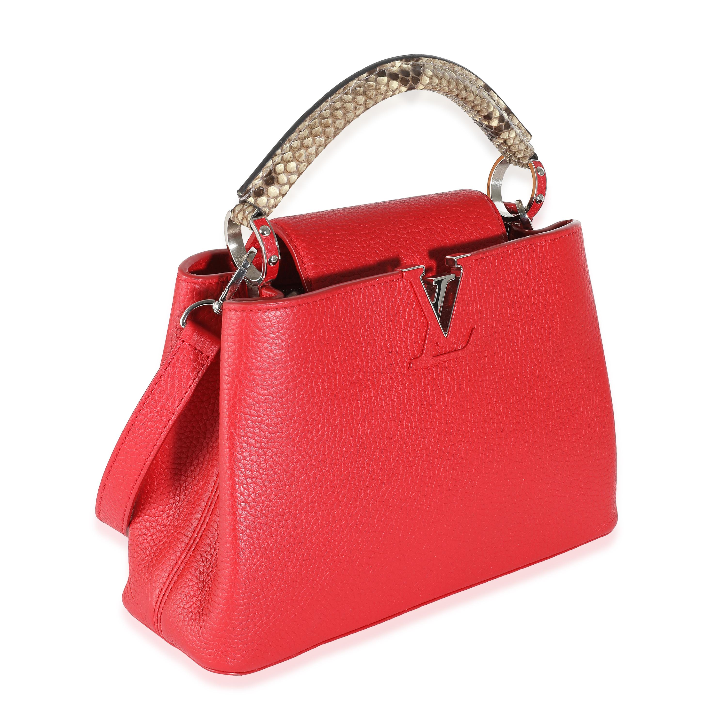 Rouge Louis Vuitton Rubis Taurillon Python Capucines BB en vente