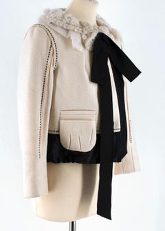 Louis Vuitton Ruffle-Collar Cream Wool-Blend Jacket SIZE FR 38