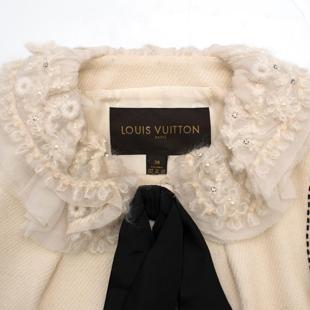 Beige Louis Vuitton Ruffle-Collar Cream Wool-Blend Jacket SIZE FR 38