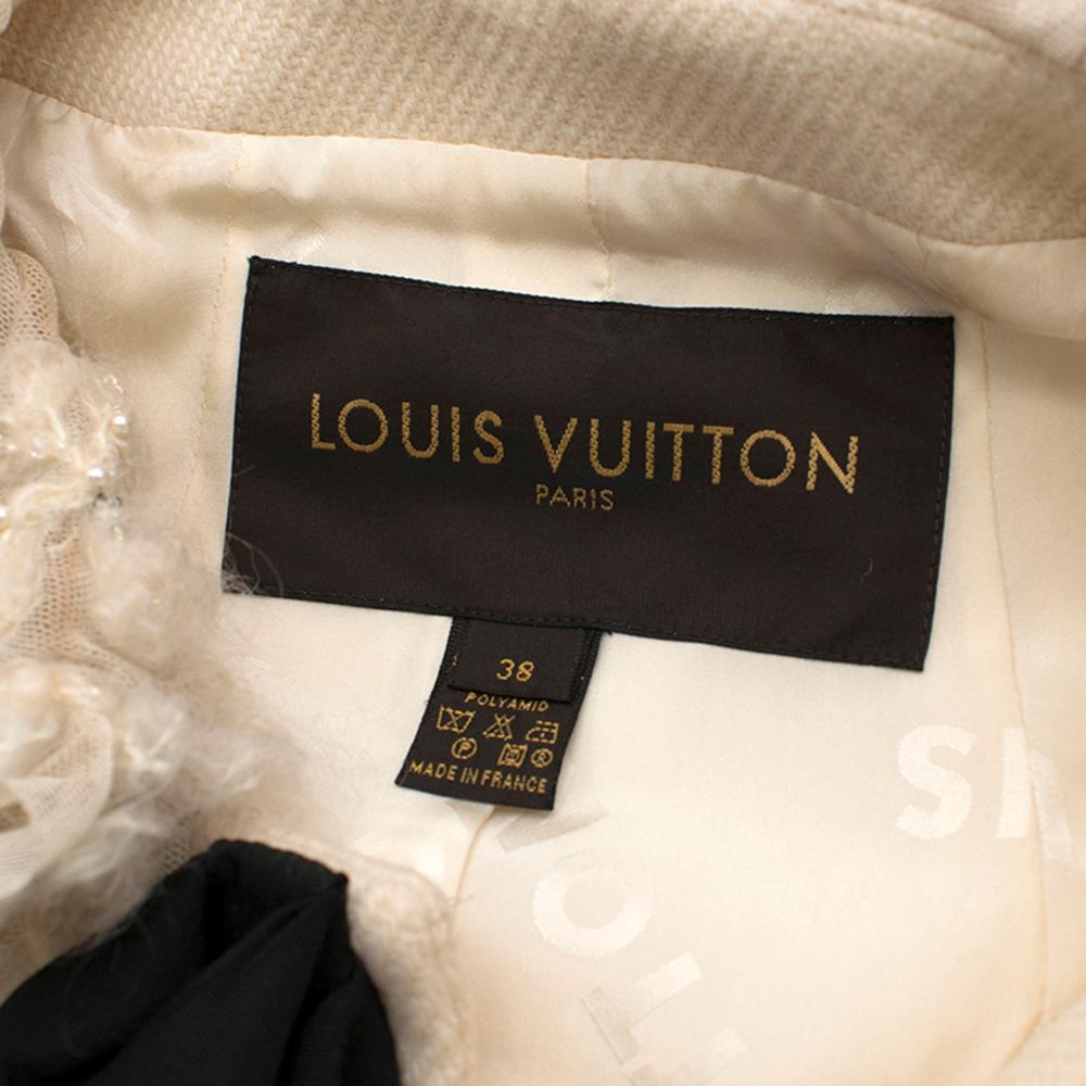 Louis Vuitton Ruffle-Collar Cream Wool-Blend Jacket SIZE FR 38 In Good Condition In London, GB