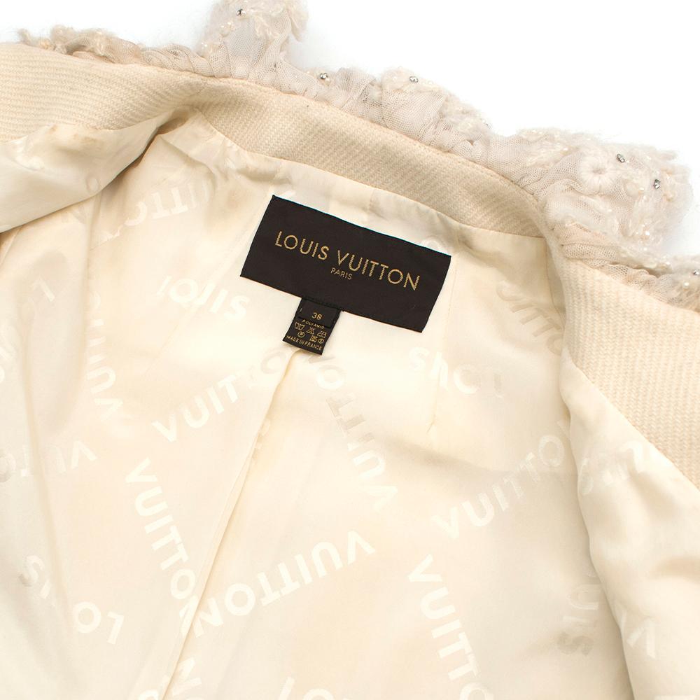 Women's Louis Vuitton Ruffle-Collar Cream Wool-Blend Jacket SIZE FR 38
