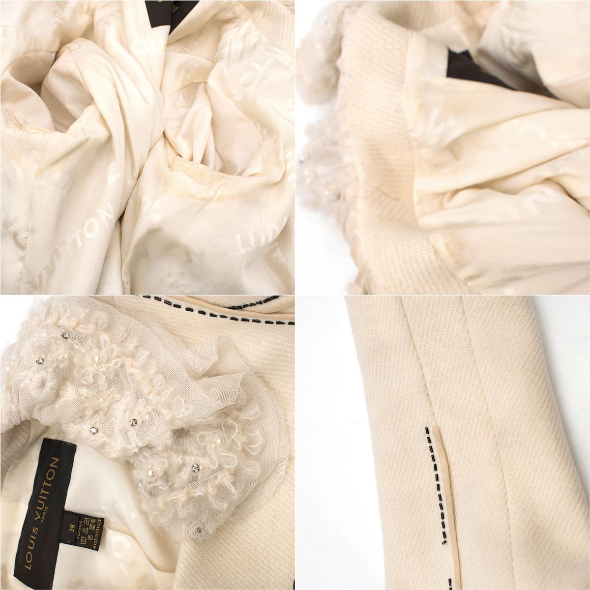 Louis Vuitton Ruffle-Collar Cream Wool-Blend Jacket SIZE FR 38 1