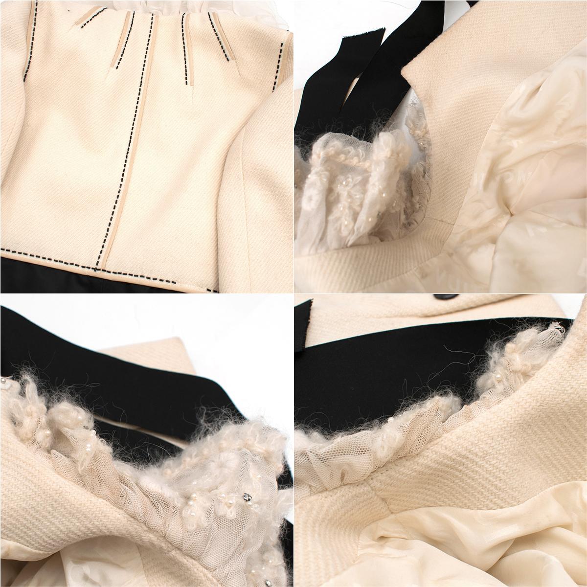 Louis Vuitton Ruffle-Collar Cream Wool-Blend Jacket SIZE FR 38 2