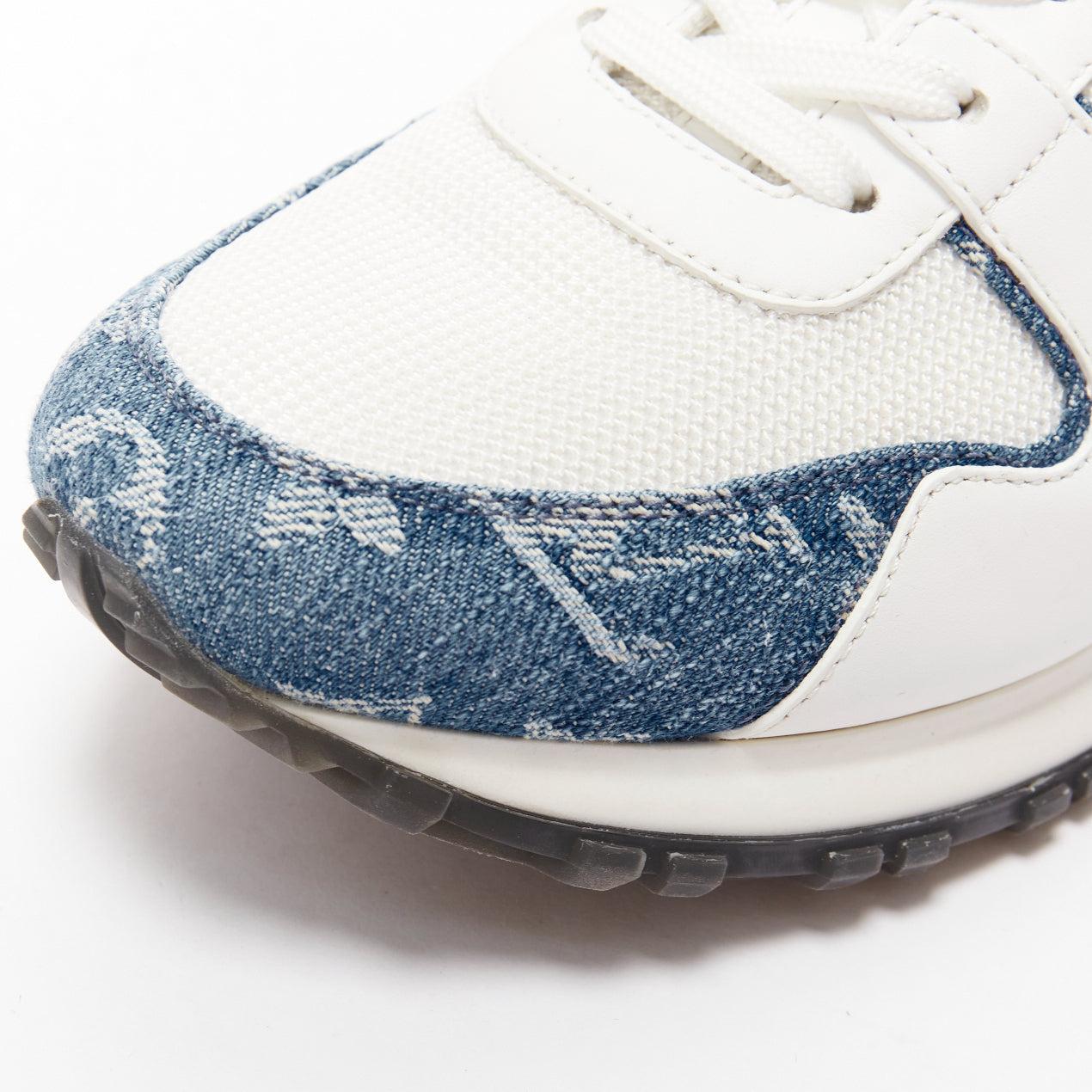 LOUIS VUITTON Run Away blue denim LV monogram white logo wedged sneakers EU37.5 For Sale 3