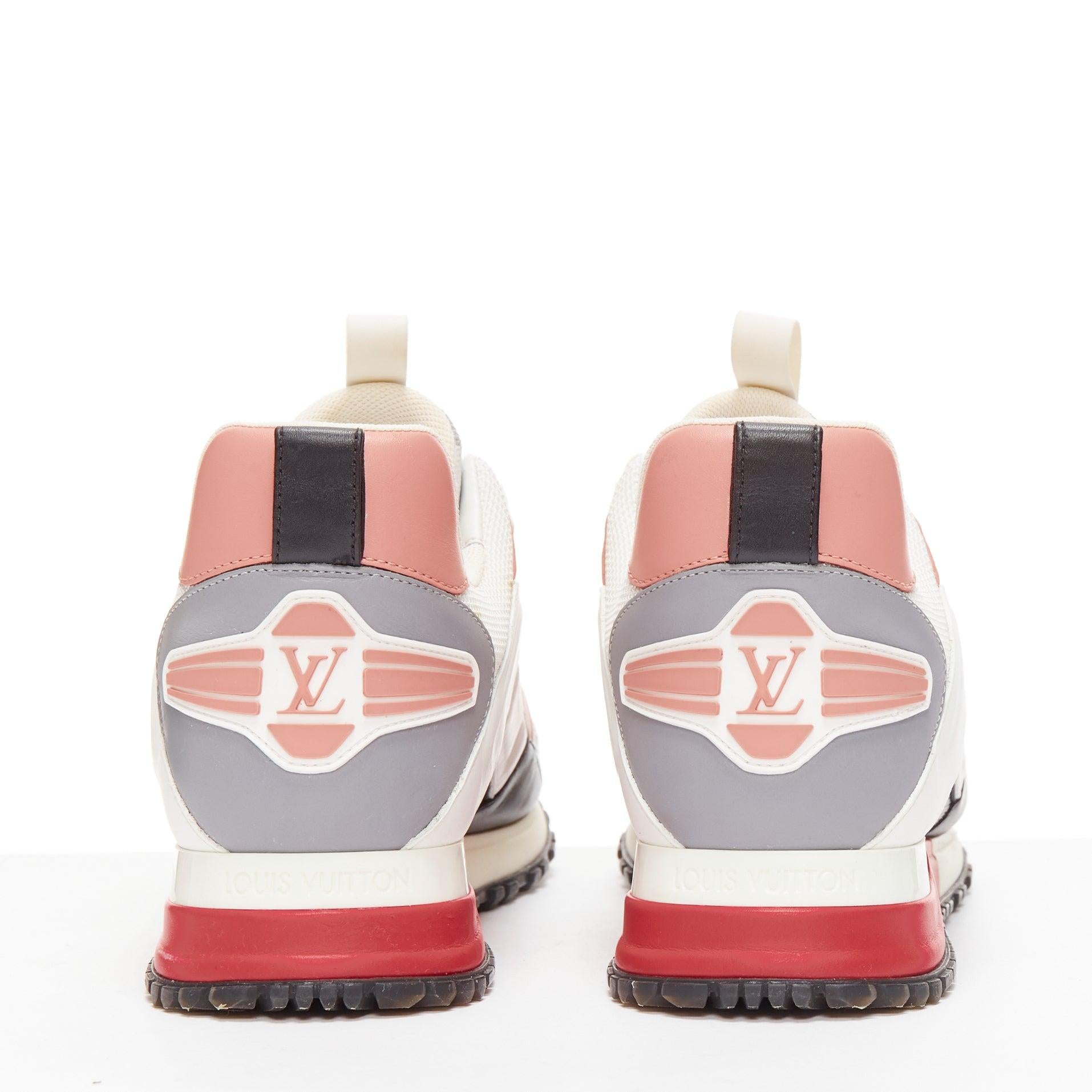Women's LOUIS VUITTON Run Away off white pink LV logo mesh leather sneakers EU38